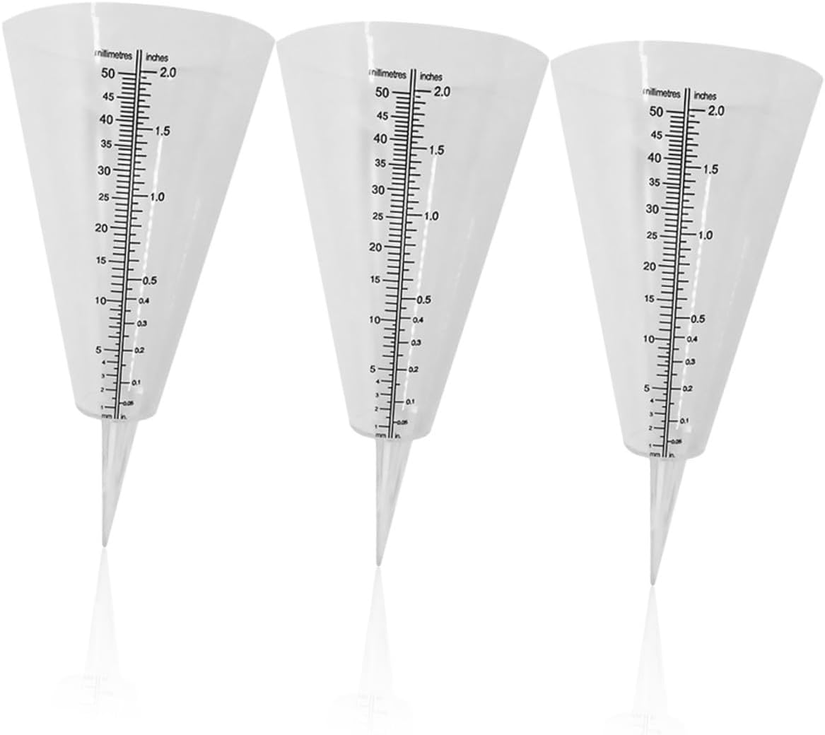 Angoily 3Pcs Clear Plastic Conical Rain Gauges with Graduated Scale Outdoor Rain Measurement Cups for Garden Agriculture Meteorological Use image number 2
