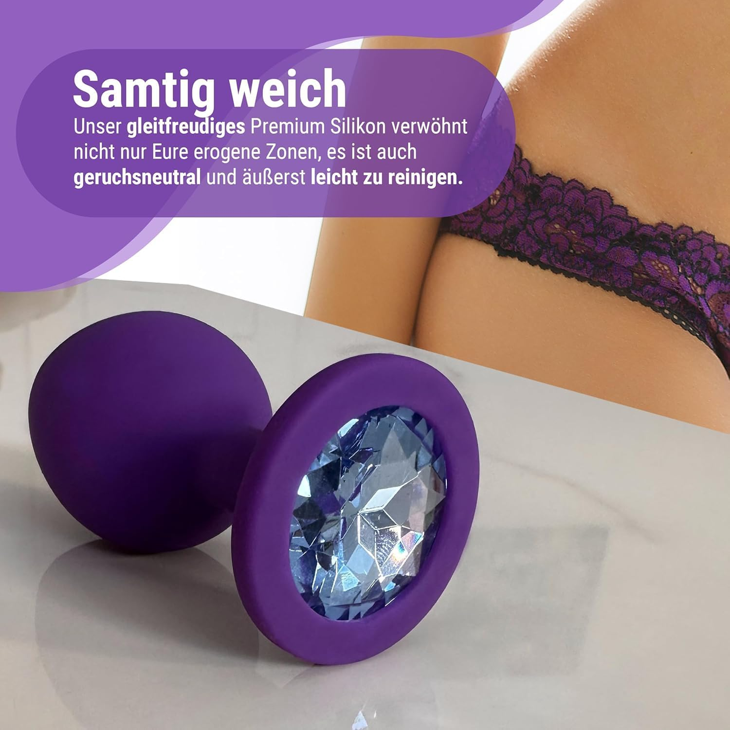 Indopace 3 Pcs Super Quality Silicone Plug Anales Plated 3D Acrylic Diamond Jewelry 3 Crystal Color Men Women Couples Good Shape Plug image number 6