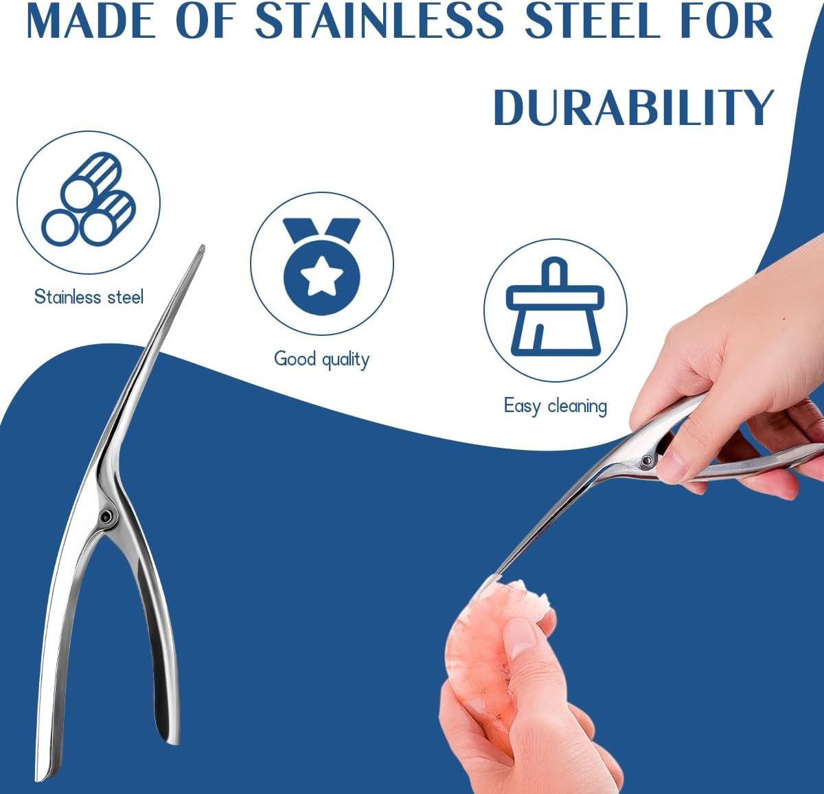 Folmywy Shrimp Deveiner Tool Prawn Peeler Stainless Stee Seafood Outer Shell Cleaner Professional Portable Practical Gadgets Kitchen Home Essentials image number 3