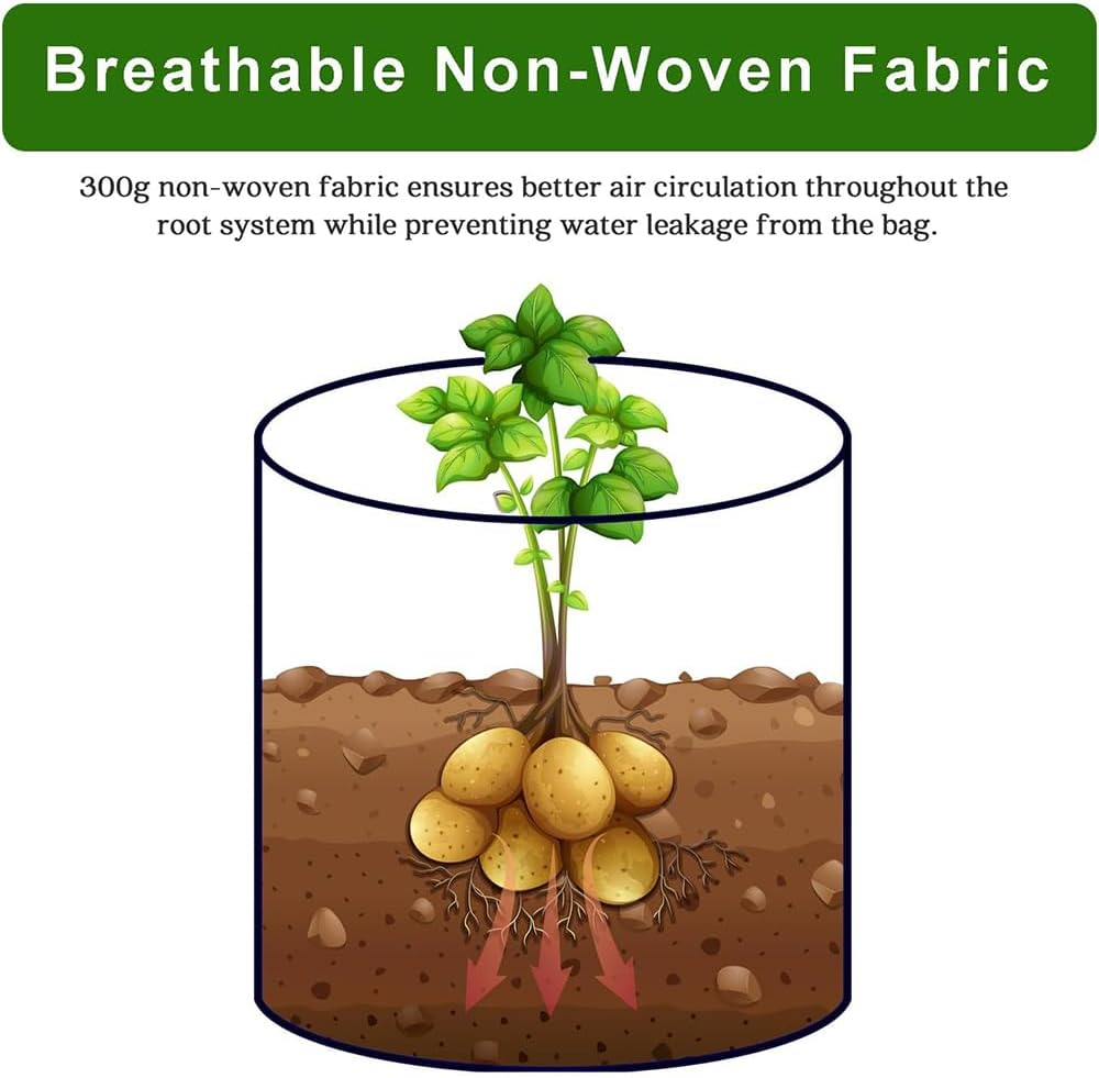4-Pack Potato Grow Bags with Flap Window &ndash; Heavy-Duty Nonwoven Fabric Planter Bags for Potatoes, Tomatoes, Carrots, Vegetables & Fruits &ndash; Reusable Garden Planting Containers image number 4