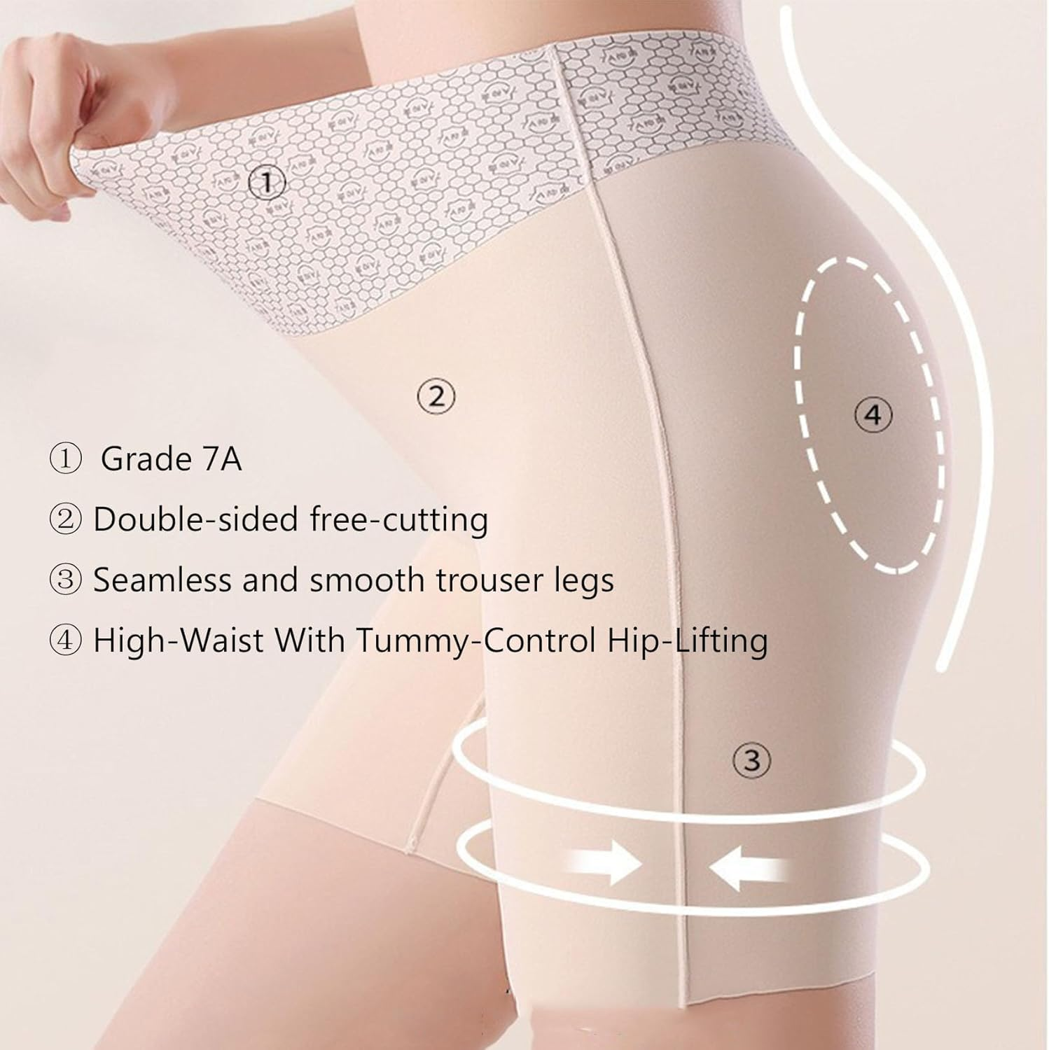 Women High-Waist Ice Silk Underwear with Tummy-Control Hip-Lifting,Ropa Interior De Seda Helada Cintura Alta Mujer 7A image number 2