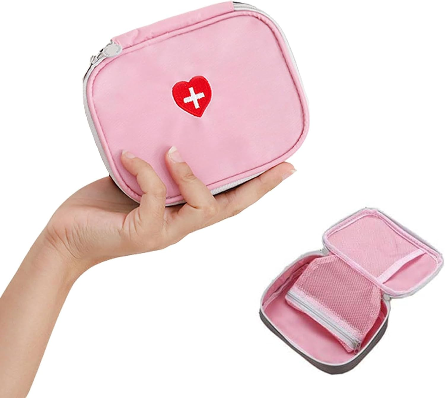 Portable Mini First Aid Kit &ndash; Waterproof Pink Medicine Travel Bag with Compartments &ndash; Medical Organizer Pouch for Kids, Adults, Home, Office, Camping image number 6