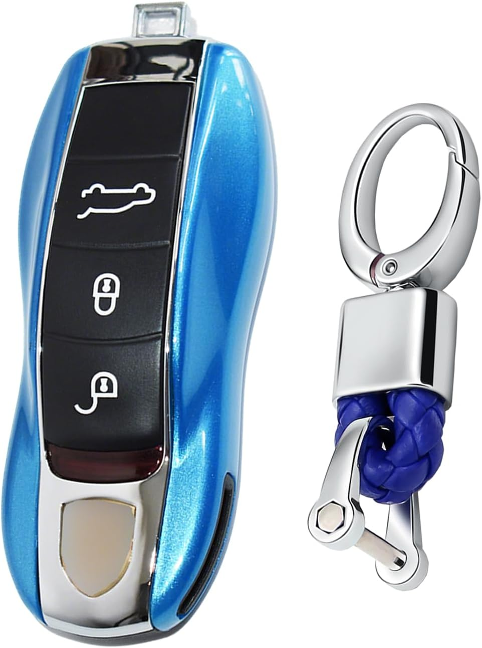 Ontto Key Fob Cover Fit for Porsche Key Shell Replacement Fit for Cayenne 92A Panamera 970 Cayman 981 Carrera 911 991 918 Spyder Macan Key Case Holder Plastic Key Chain Keyring Accessories Black