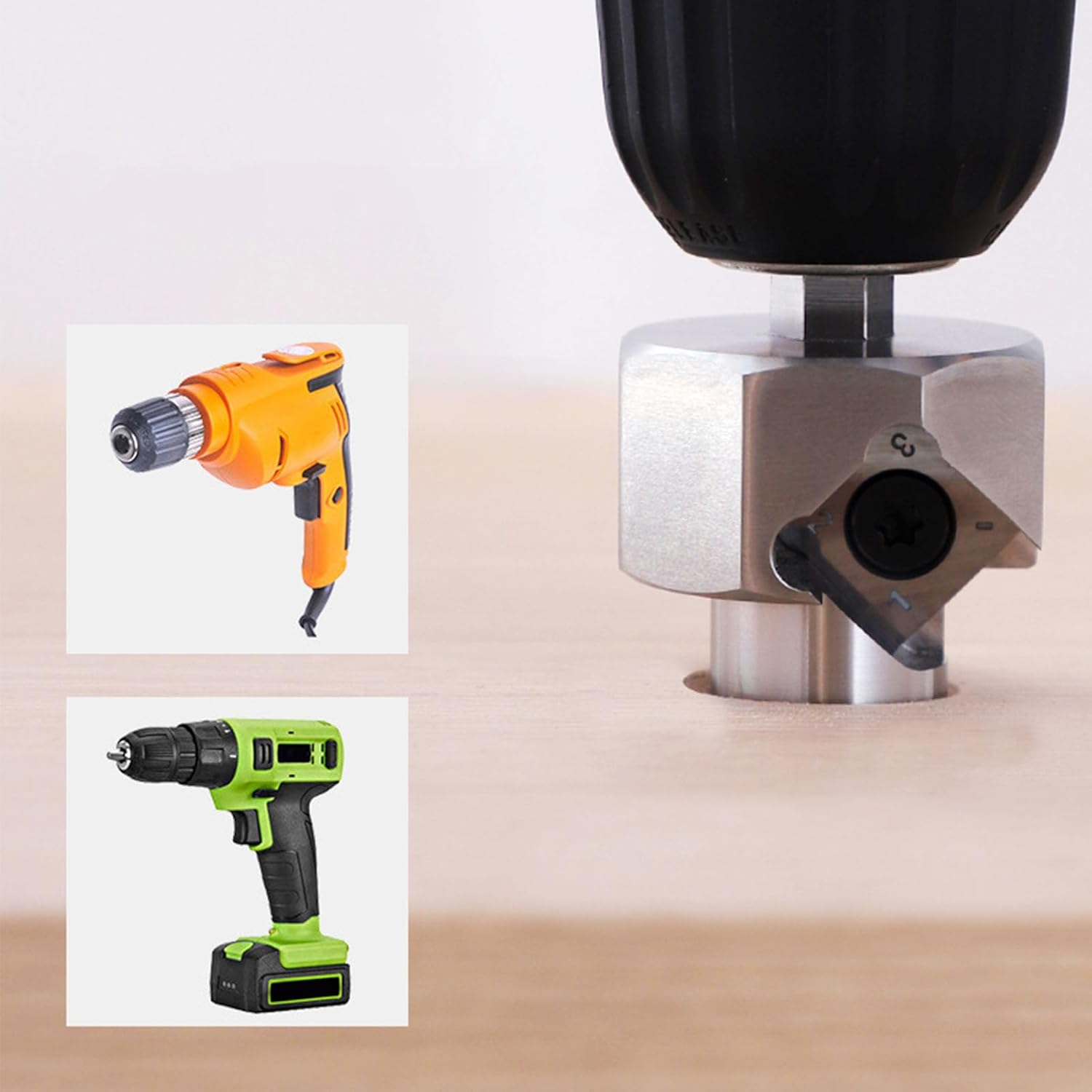 Jiawu 1 Count Hole Chamfer Reamer Tool, 20Mm Dog Hole Chamfer Reamer, Stainless Steel, T10 Alloy Blade, 9Mm Hex Shank, Woodworking Tool image number 3