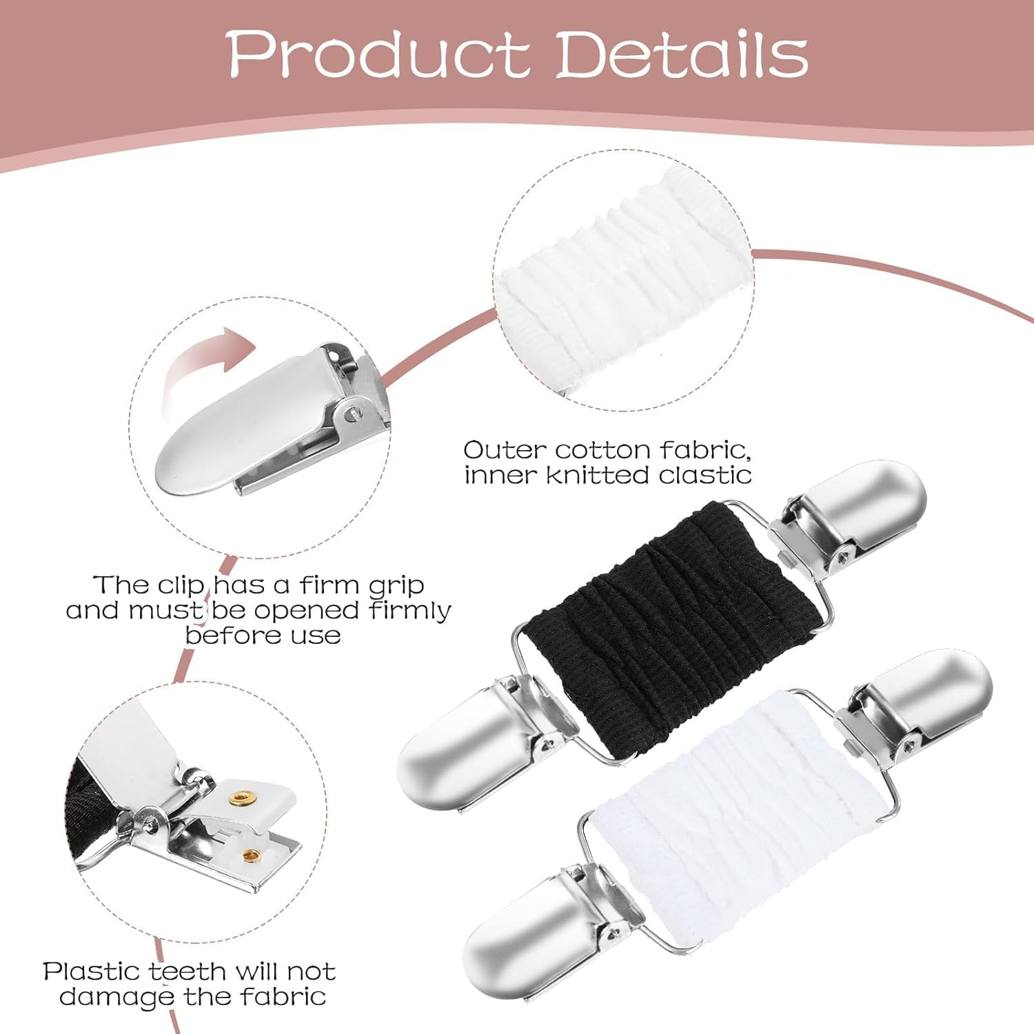 Back Cinch Clips with Elastic Band Design Clothes, 3Pcs Dress Cinch Clips Cardigan Clips Elastic Clothes Tightening Clip,Fit Dress Cinch Clip Sweater Shawl Clip,Dress Clips Back Cinchs Sweater Clips image number 1