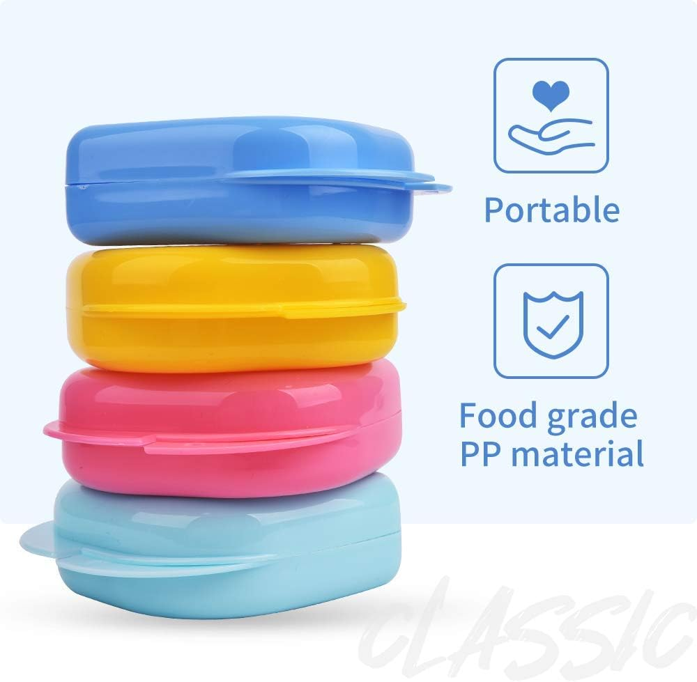 Retainer Case with Adjustable Vent Holes, Slim Aligner Case with Retainer Remover Tool, Chew and Brush, Portable Holder for Dentures, Mouth Guards, Aligners(Color:Colorful) image number 5
