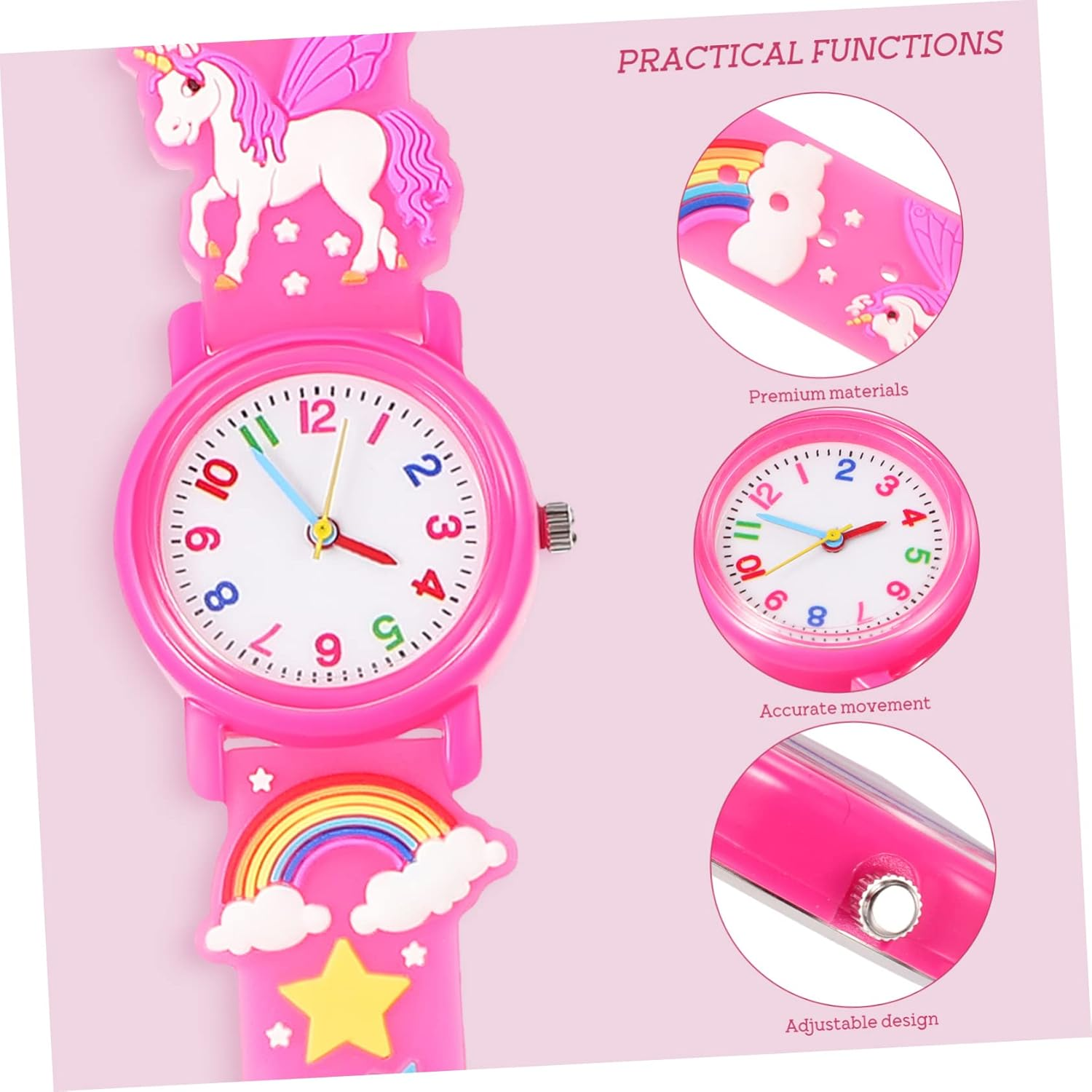 LIFKOME 1Set Unicorn Watch and Bracelet for Girls Digital Cartoon Wristwatch with Beaded Unicorn Bracelet Present for Boy Girl Birthdays and Festivals image number 2