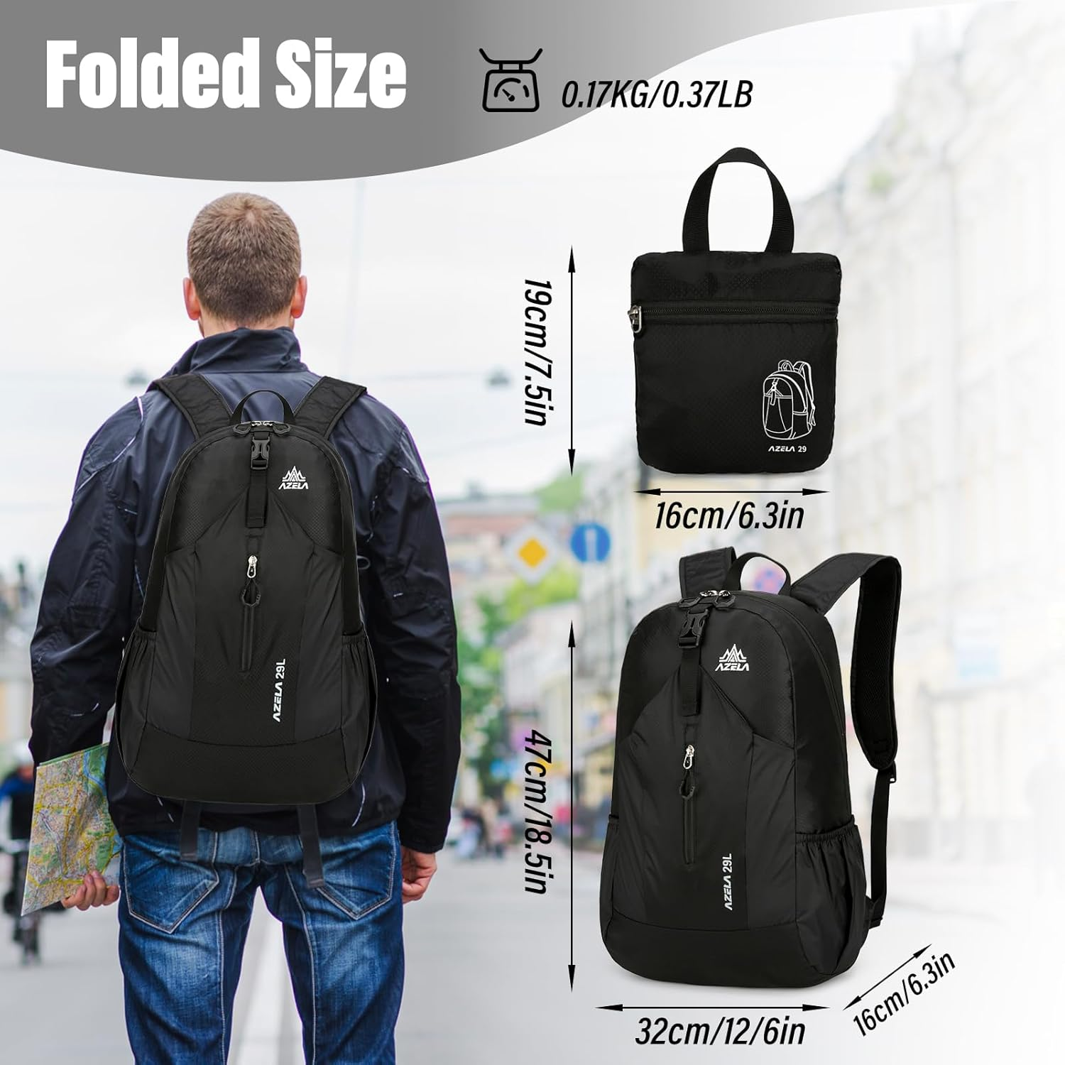 Viiotu Foldable Backpack 29L - Lightweight Water Resistant Hiking Daypack with Expandable Storage for Travel & Outdoor Activities