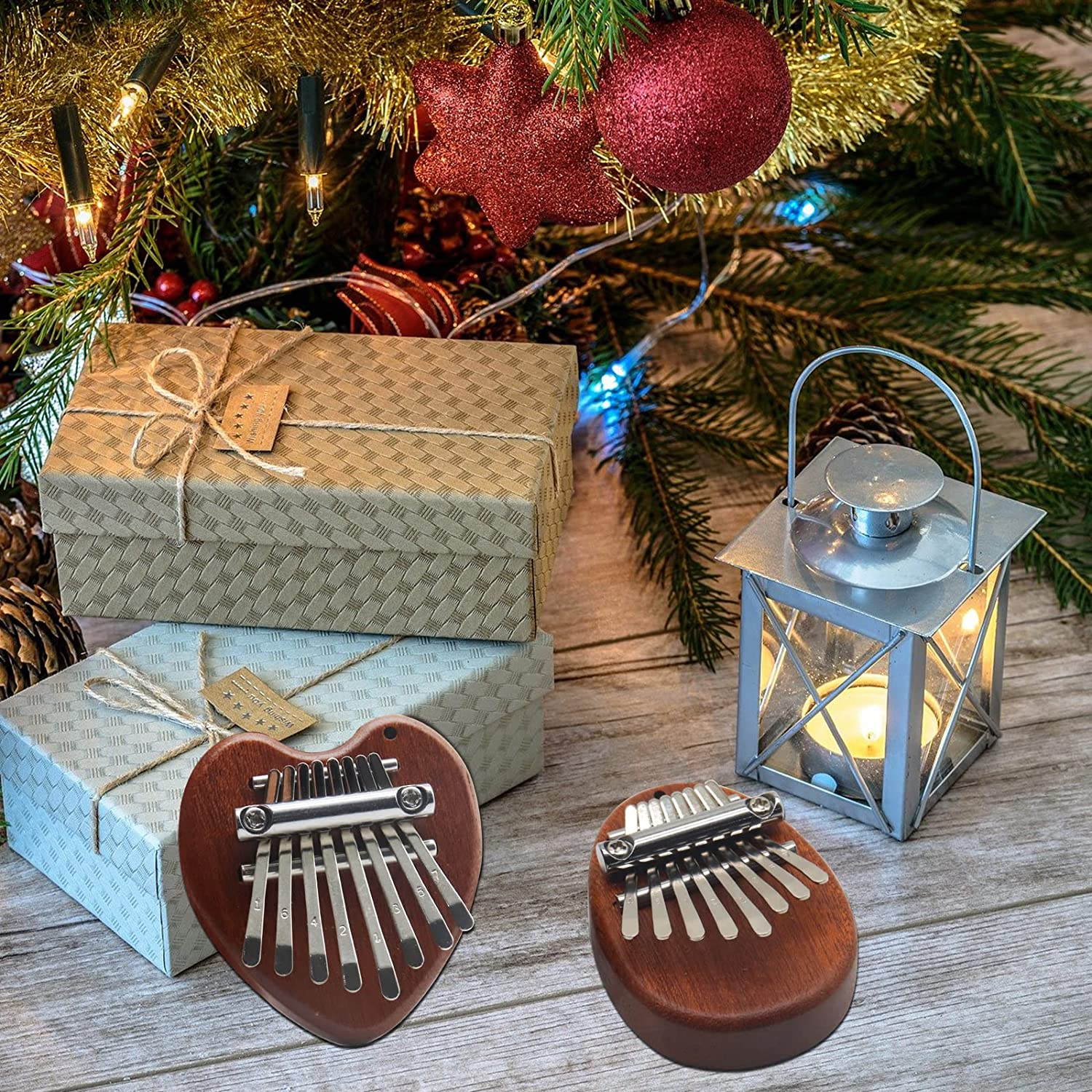 8 Key Mini Kalimba Worthplanet Mini Thumb Piano Portable Wooden Finger Piano with Black Lanyard Musical Instrument for Kids Adult Beginners W150011 (Teardrop-Shaped) image number 4