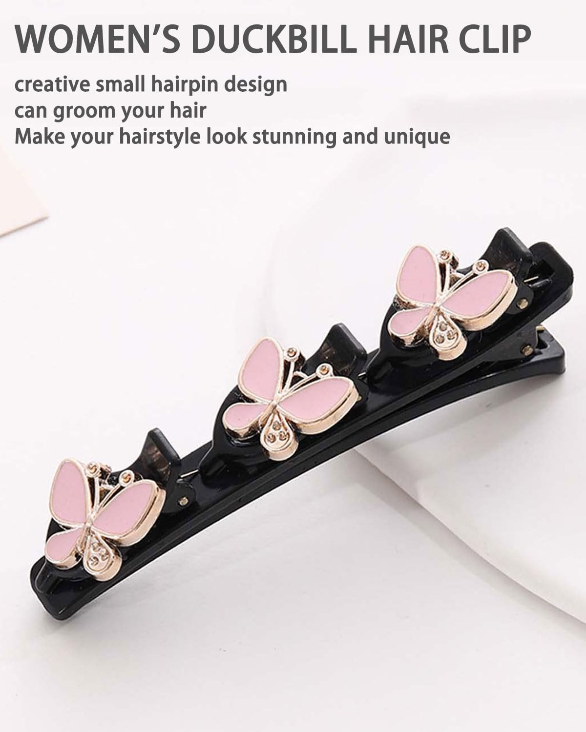 MOPZIJA 4 X Hummingbird Hair Clip with Crystal Flower, Rhinestones Hair Clip for Women, Braided Hair Clips, Hair Pin Duck Beak Clip, Fashionable Double Layer, Hair Clips Hair Accessories image number 4