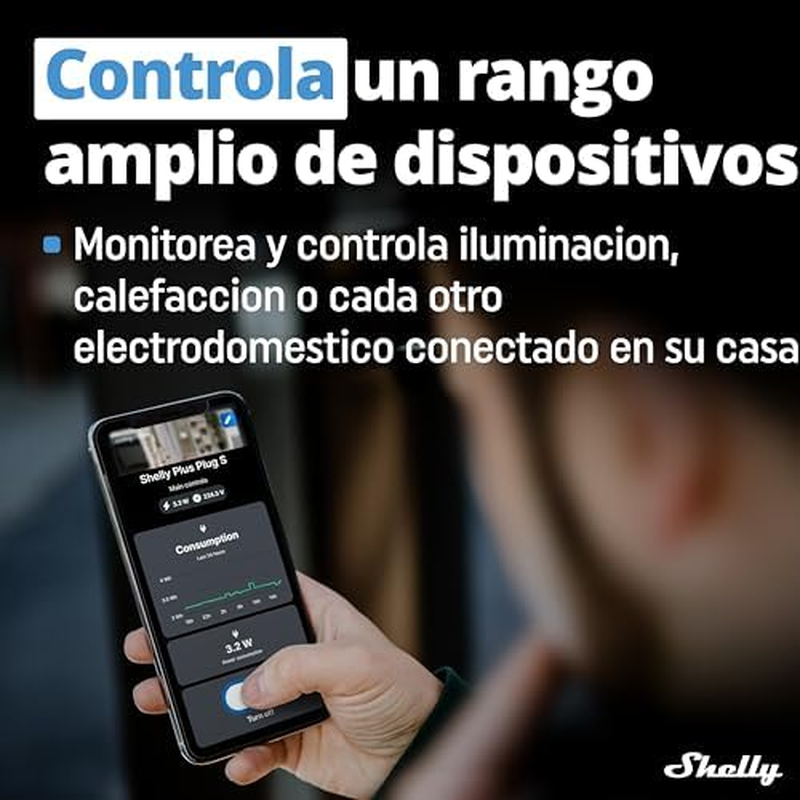 Shelly plus Plug S Dual Pack &ndash; Smart Socket Compatible with Alexa and Google Home, Programmable Voice Control, Bluetooth; Wi-Fi Device for Device Automation, Black image number 3