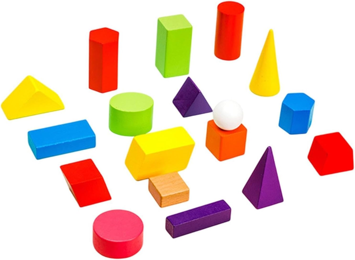 Eigell 18Pcs Geometric Solids Shape Blocks Mini 3D Shapes Pattern Blocks for Games Travel image number 5