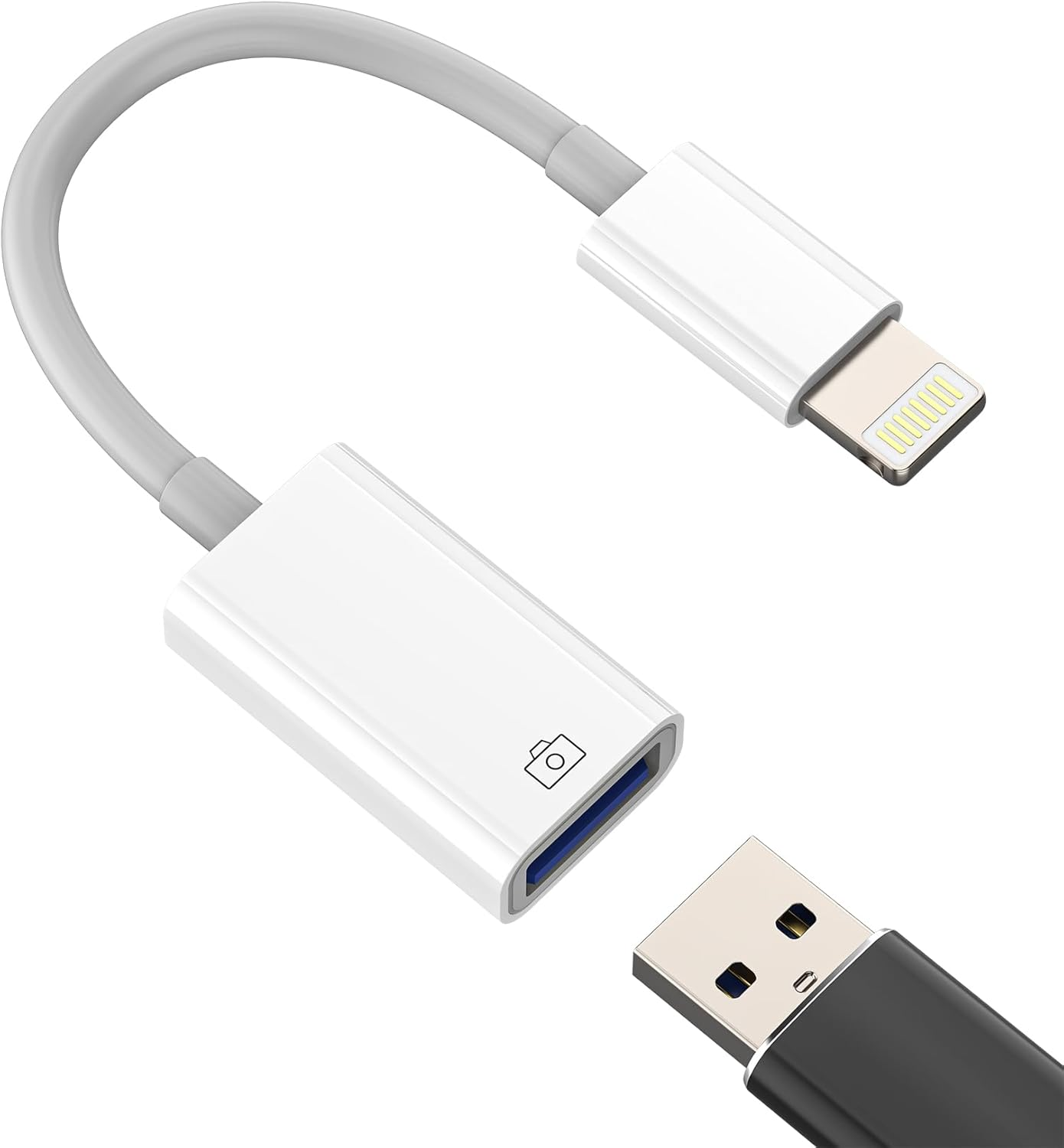 Lightning to USB Adapter OTG 3.0 for Iphone 14 13 12 Pro for Ipad USB-A Female Connector for Apple Flash Drive Card Reader Data Transfer Keyboard Mouse Digital Camera Hub Accessory Memory Stick Dongle image number 2