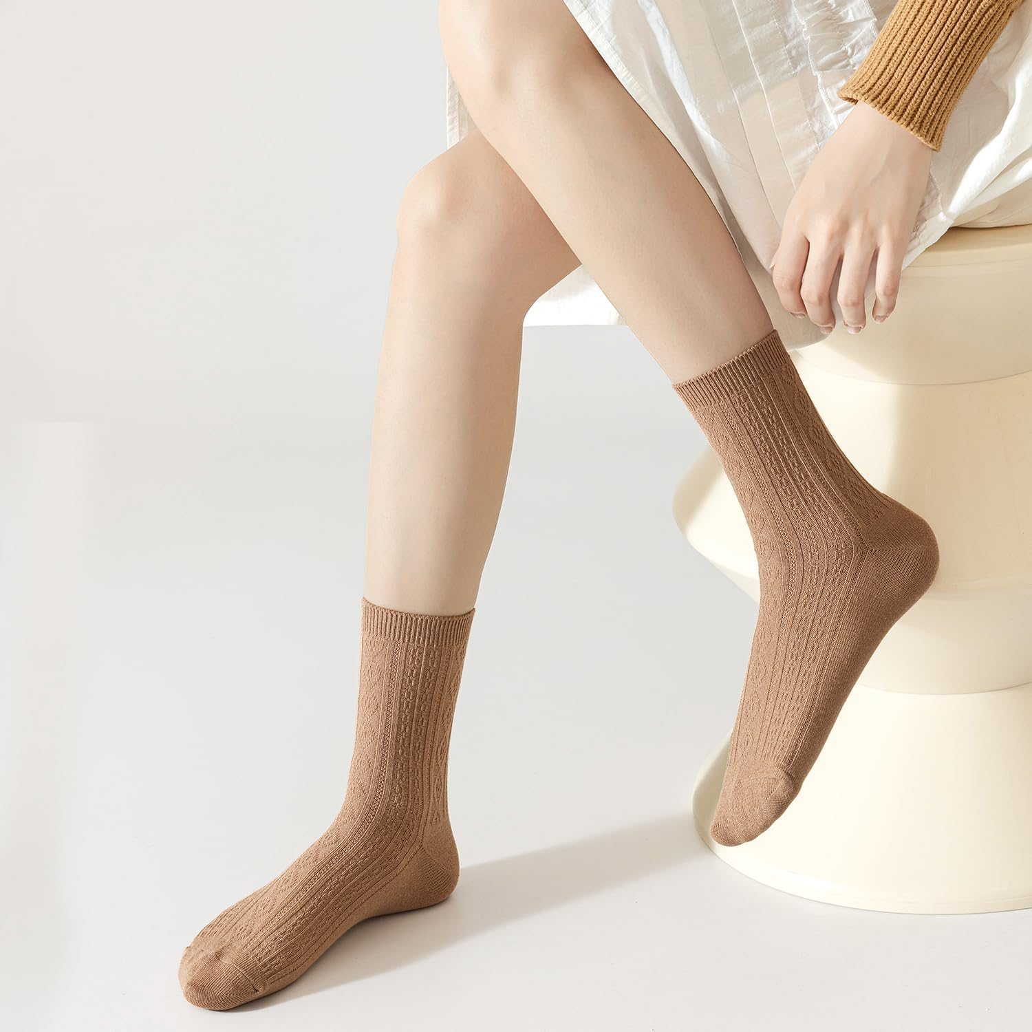 Mcool Mary Womens Crew Socks, Casual Knit Cotton Comfy Breathable Cool Dress Socks for Girls 6 Pack image number 2