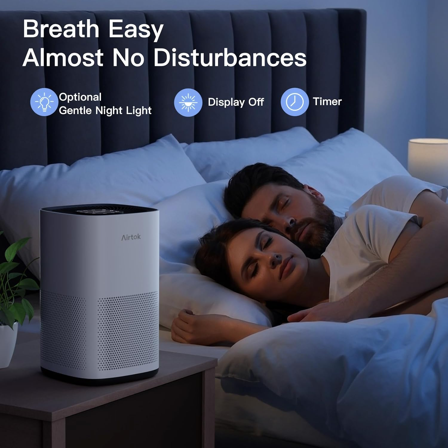 AIRTOK Air Purifiers Large Room with H13 True HEPA Filter for Bedroom Home - Air Purifier for Allergies and Pets Smoke Mold Dust Dander Odor Coverage Max 793 Ft2 99.9% Removal to 0.1Mic Ozone-Free image number 3