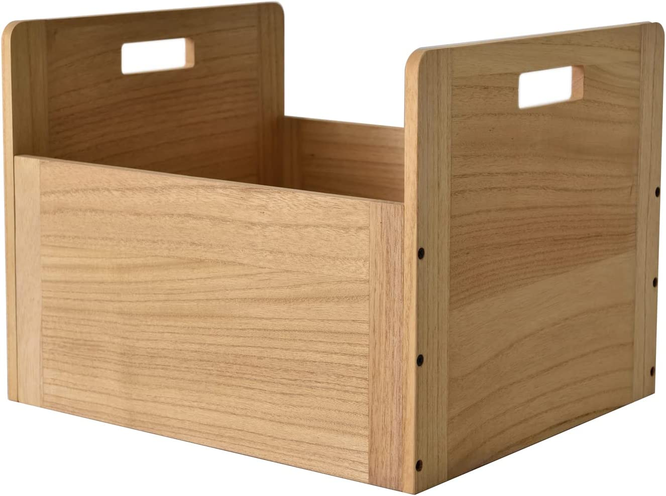 KIRIGEN Vinyl Record Storage Organizer Crate Wooden Storage Organizer Box Hold up to 80 Record and LP Dark Brown CDH-DBR