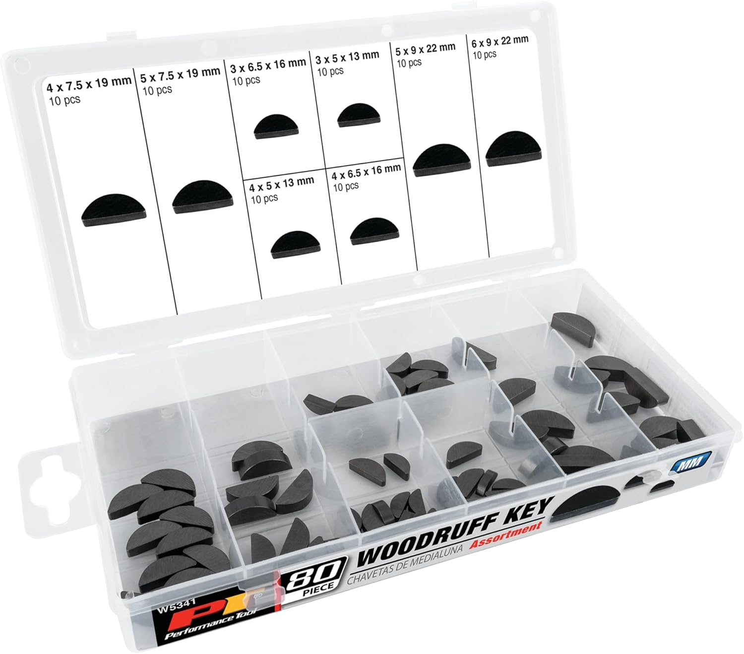 Performance Tool W5343 80Pc Woodruff Key Assort SAE, image number 1