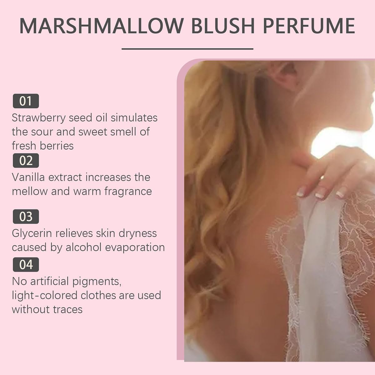 Fresh & Long-Lasting Marshmallow Blush Perfume for Women,Women'S Strawberry Candy Sweet Vitality Perfume Long-Lasting Fresh Sweet (1PCS) image number 1