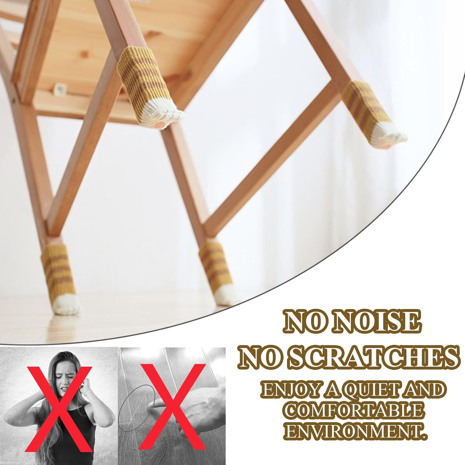 KASESSS 24Pieces Knitted Chair Socks, High Elastic Chair Leg Floor Protectors, Anti-Noise Chair Leg Feet Socks, Cute Cat Table Leg Floor Protectors, Chair Leg Covers Fit Square round Table Chair Leg image number 4