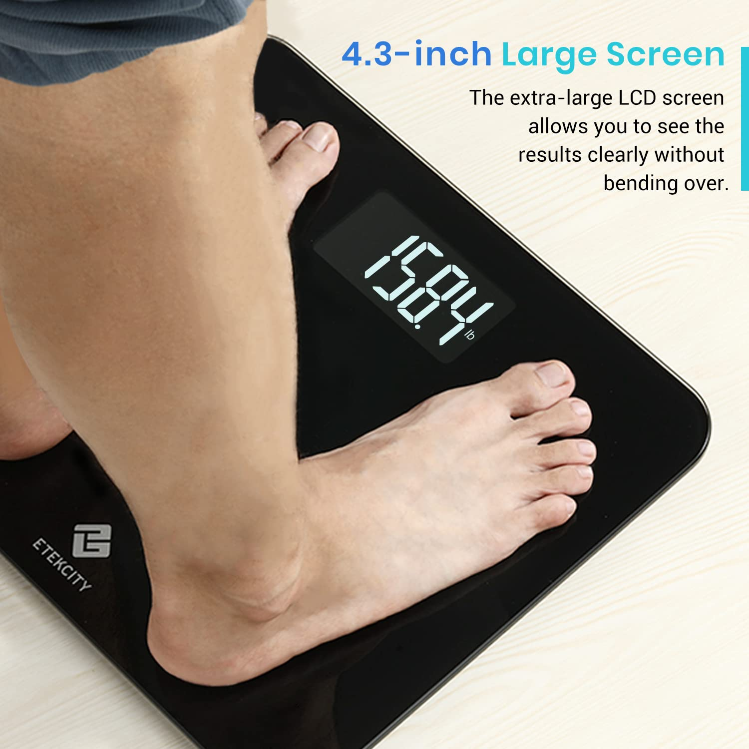 Etekcity High Precision Digital Body Weight Bathroom Scale with Ultra Wide Platform and Easy-To-Read Backlit LCD, 440 Pounds image number 4