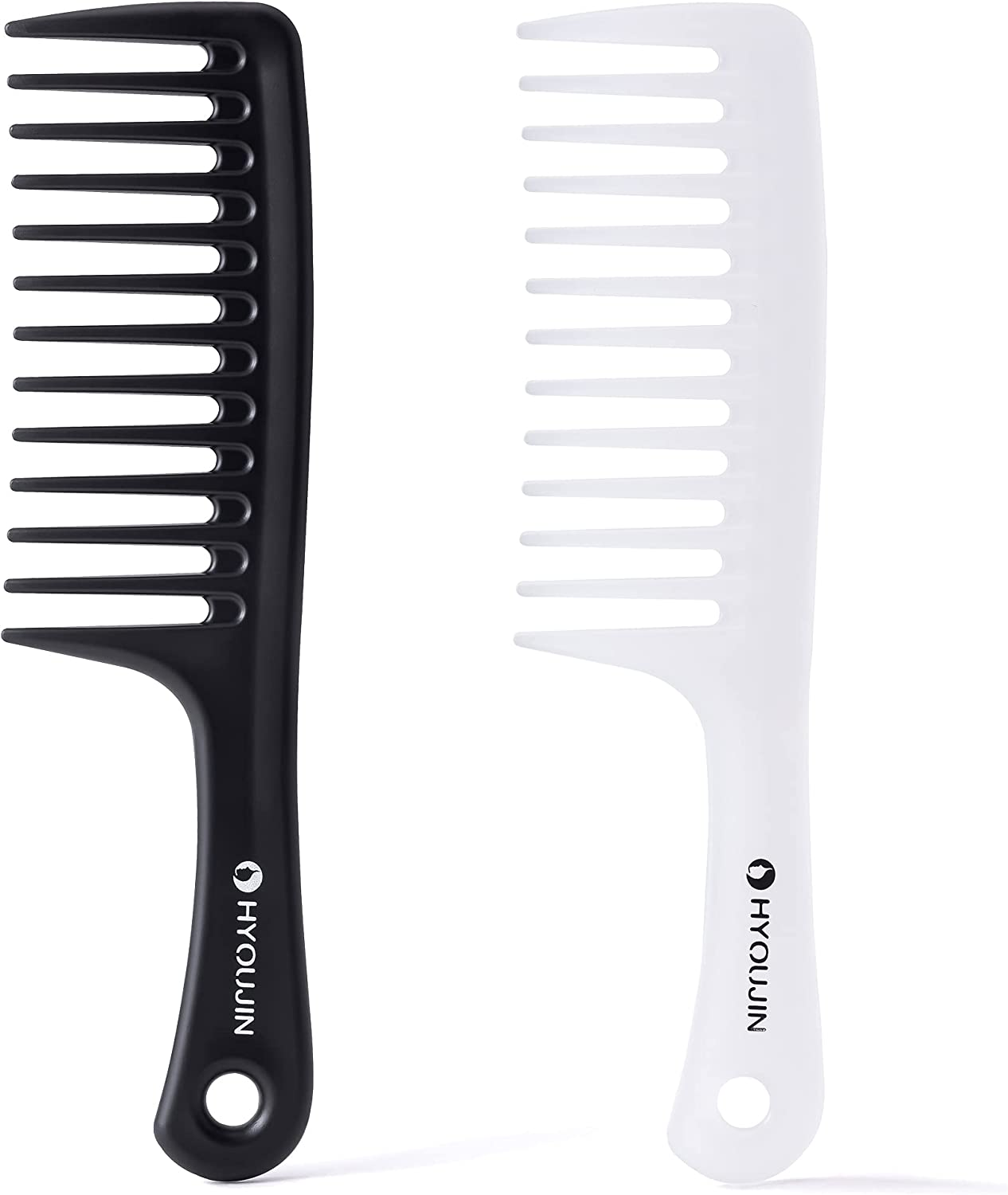 HYOUJIN 608 Black Carbon Rat Tail Combs Pin Tail Comb 100% anti Static 230℃ Heat Resistant Metal Parting Combs with Non-Skid Paddle for Hair Styling