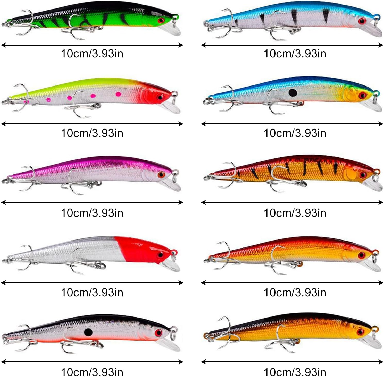 Origlam 10Pcs Fishing Lures - Life-Like Swimbait, Minnow Hard Lure Bass Trout Baits Kit, Topwater Hard Baits Crankbait Swimbait for Saltwater Freshwater image number 1