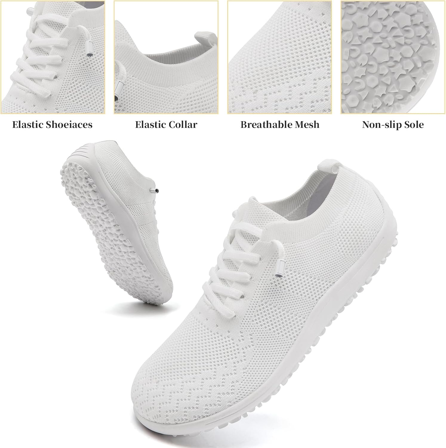 Barefoot Shoes Women Wide Toe Box Running Tennis Sneakers Minimalist Zero Drop Sole Non Slip Breathable Comfortable Workout Gym Shoes image number 5