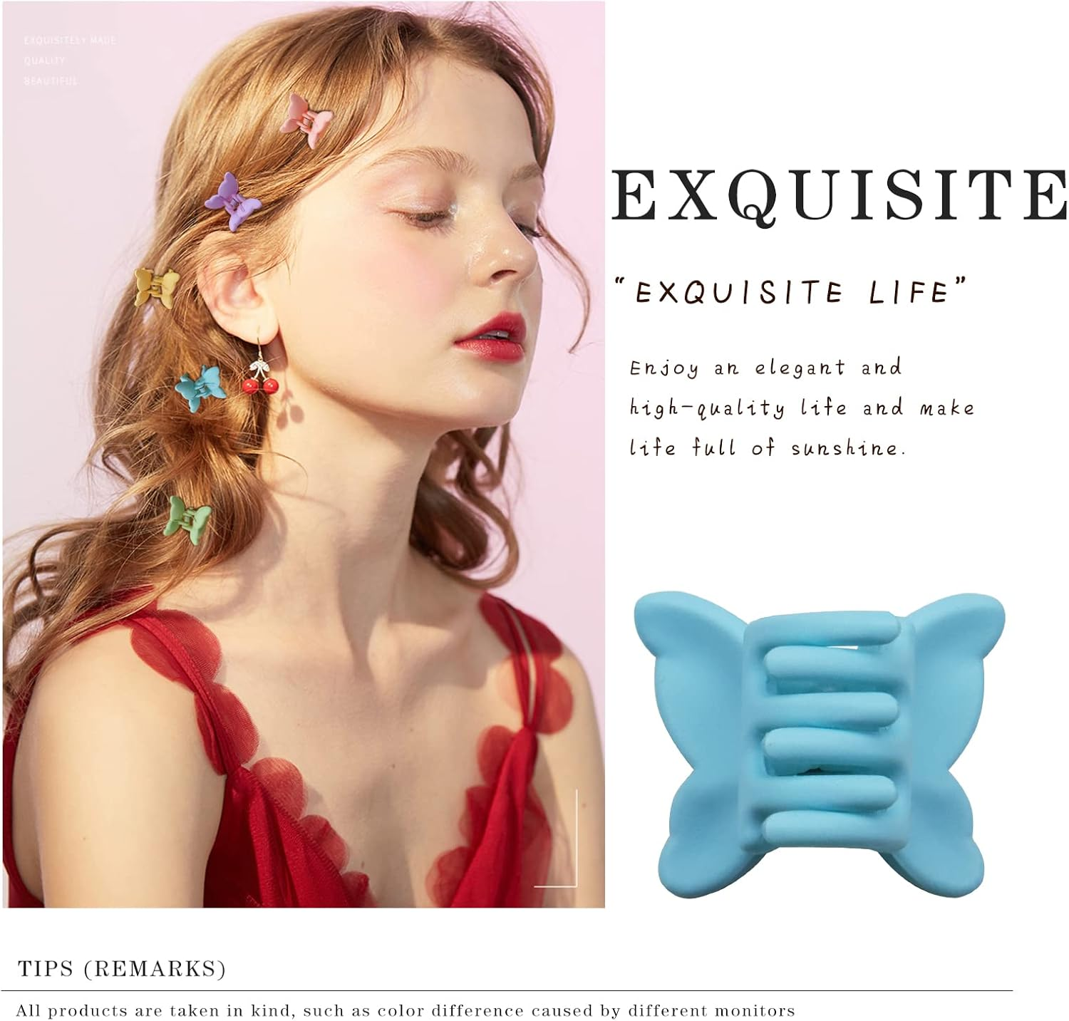 Kavya Butterfly Hair Clip Small, Pack of 12 Hair Clips Women'S Matte Transparent Hair Clip Butterfly Hair Accessories Girls Butterfly Hair Clips for Women image number 1