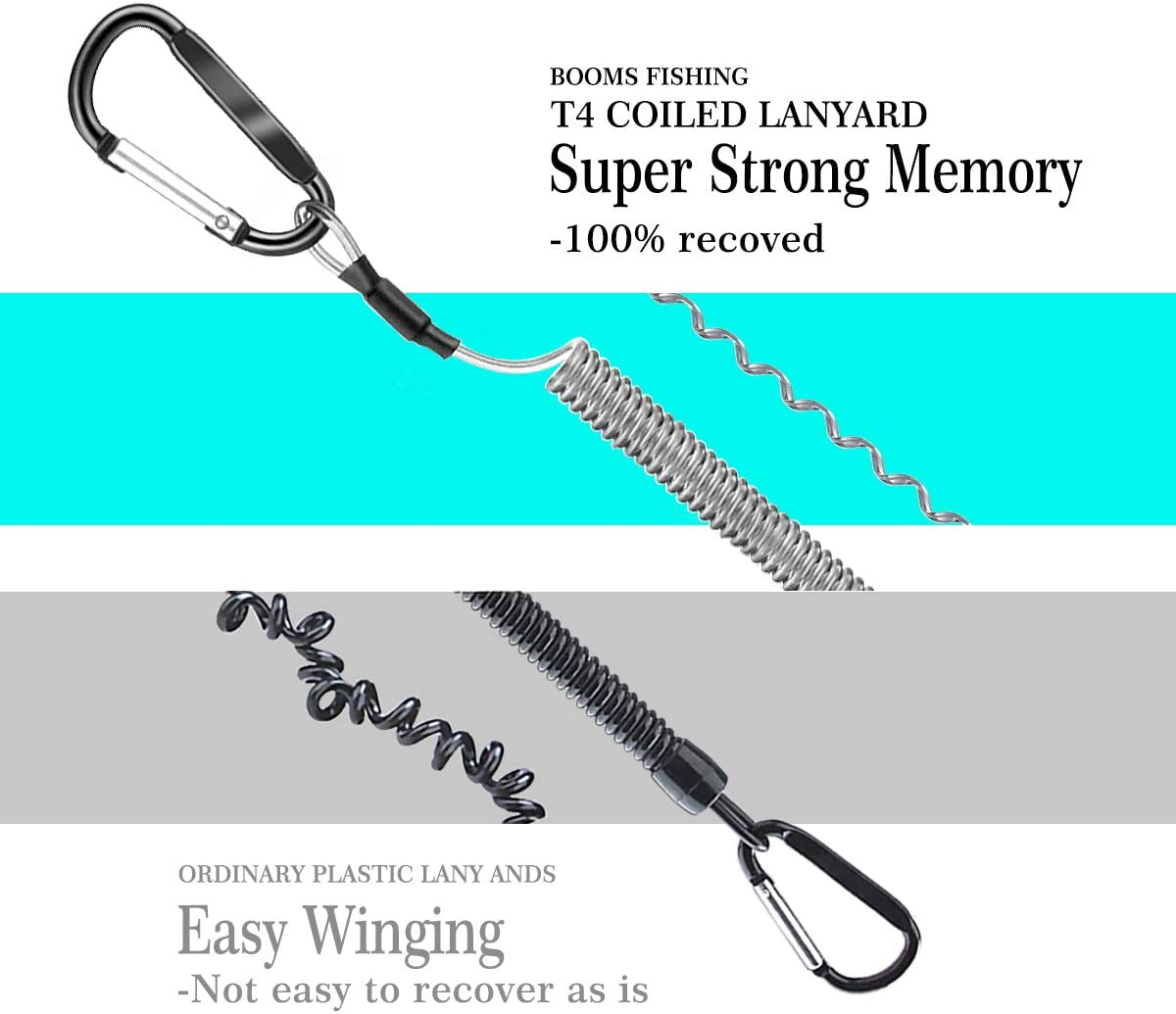 Hekodonk Flexible Anti-Lost Spring Coil Leash Cord Safety Ropes Retractable Lines Elastic Wrist Band with Stainless Steel Snap Hook Keychain Ring Carabiner,Silver image number 4