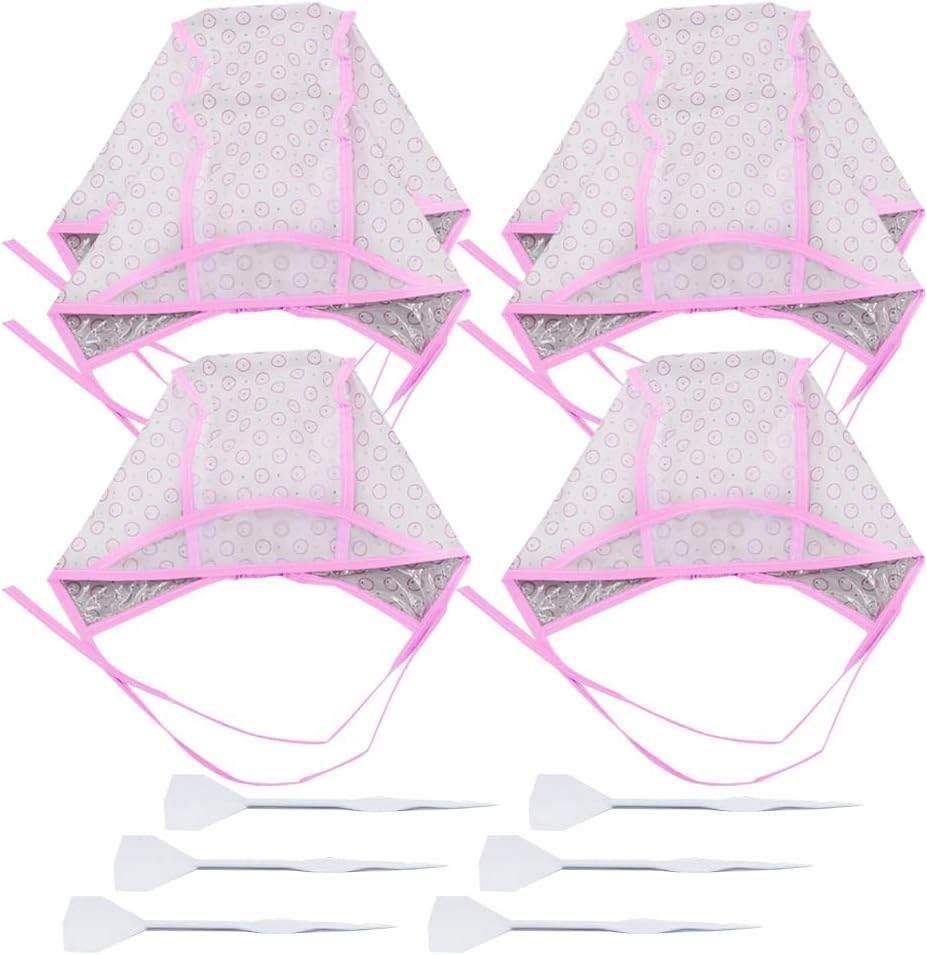 JIHUOO 6 X Reusable Hair Dye Caps, Hair Dye Caps, Hair Colour, Processing Caps, Highlights, Hair Colour Cap with 6 Plastic Hooks, Hairdressing Tools image number 1