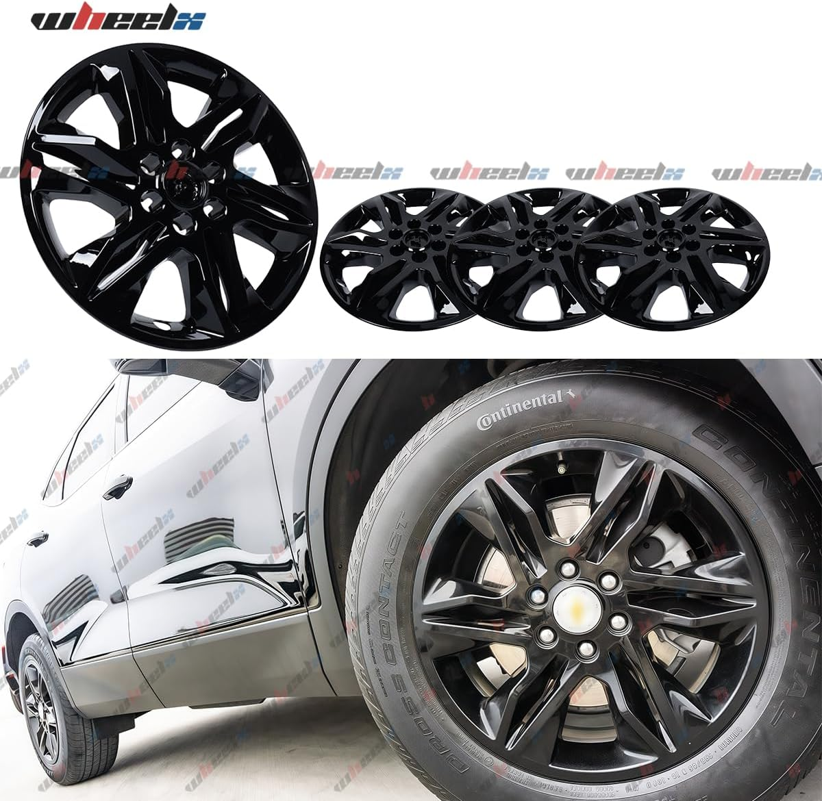 18" Inch Hubcap Wheel Skin Covers Compatible with 2019-2022 Chevy Blazer L & LT, Durable ABS Plastic Rim Covers (Set of 4), Fit for Standard Wheels - Snap on Tire Cover Replacement image number 4