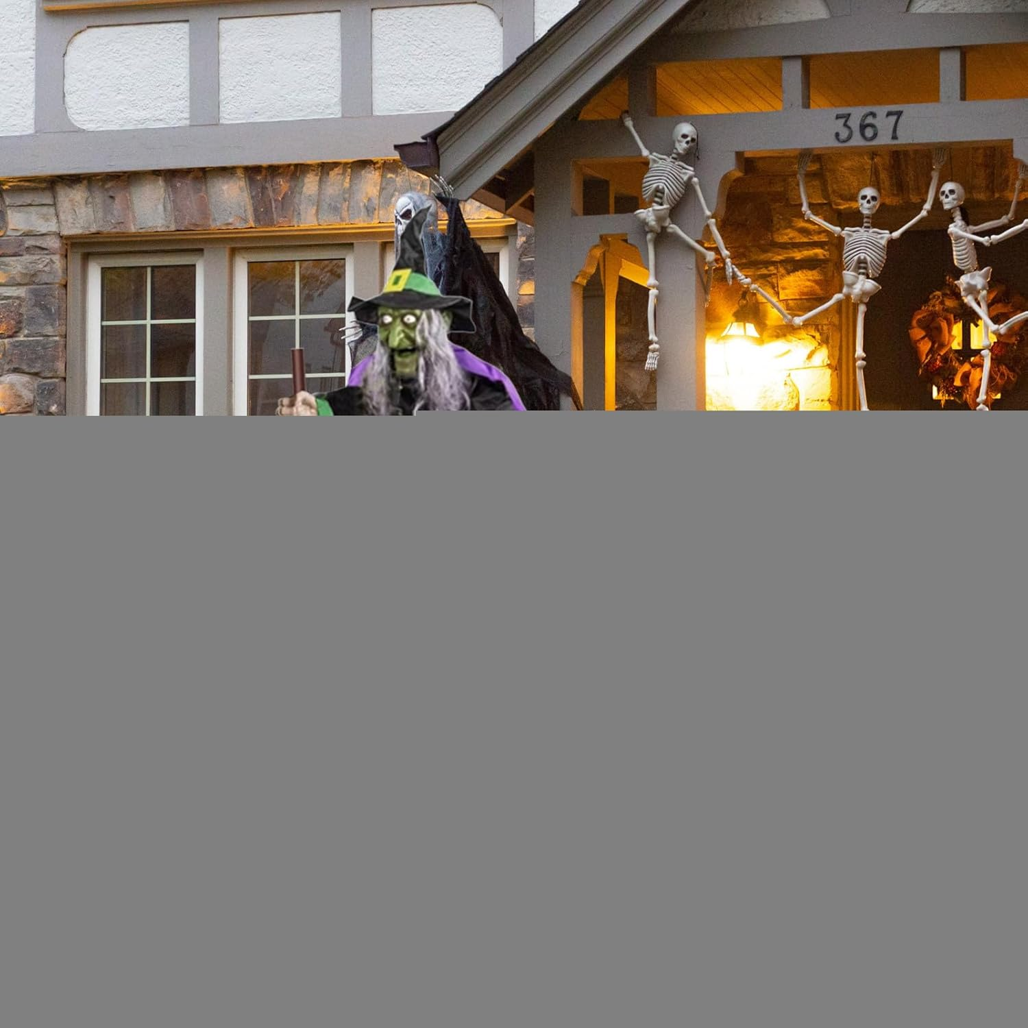 Flying Witch - Realistic Witch Halloween Decorations,6Ft Large Animatronics Halloween Props, Animated Witch Broom for Front Porch Yard Garden - Section B image number 2