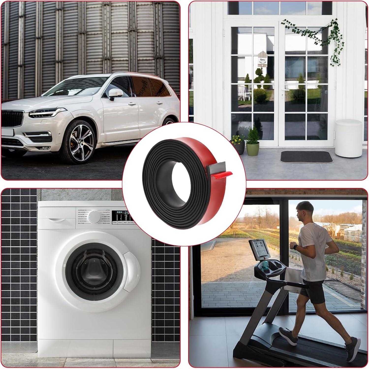 Rubber Strips with Adhesive Backing, 25Mm(W) X 2Mm(T) X 2M(L) Solid Rubber Seal Strip Neoprene Rubber Tape Roll for DIY Gaskets Pads Seals Crafts Protection Warehouse Flooring Rubber Strips image number 1