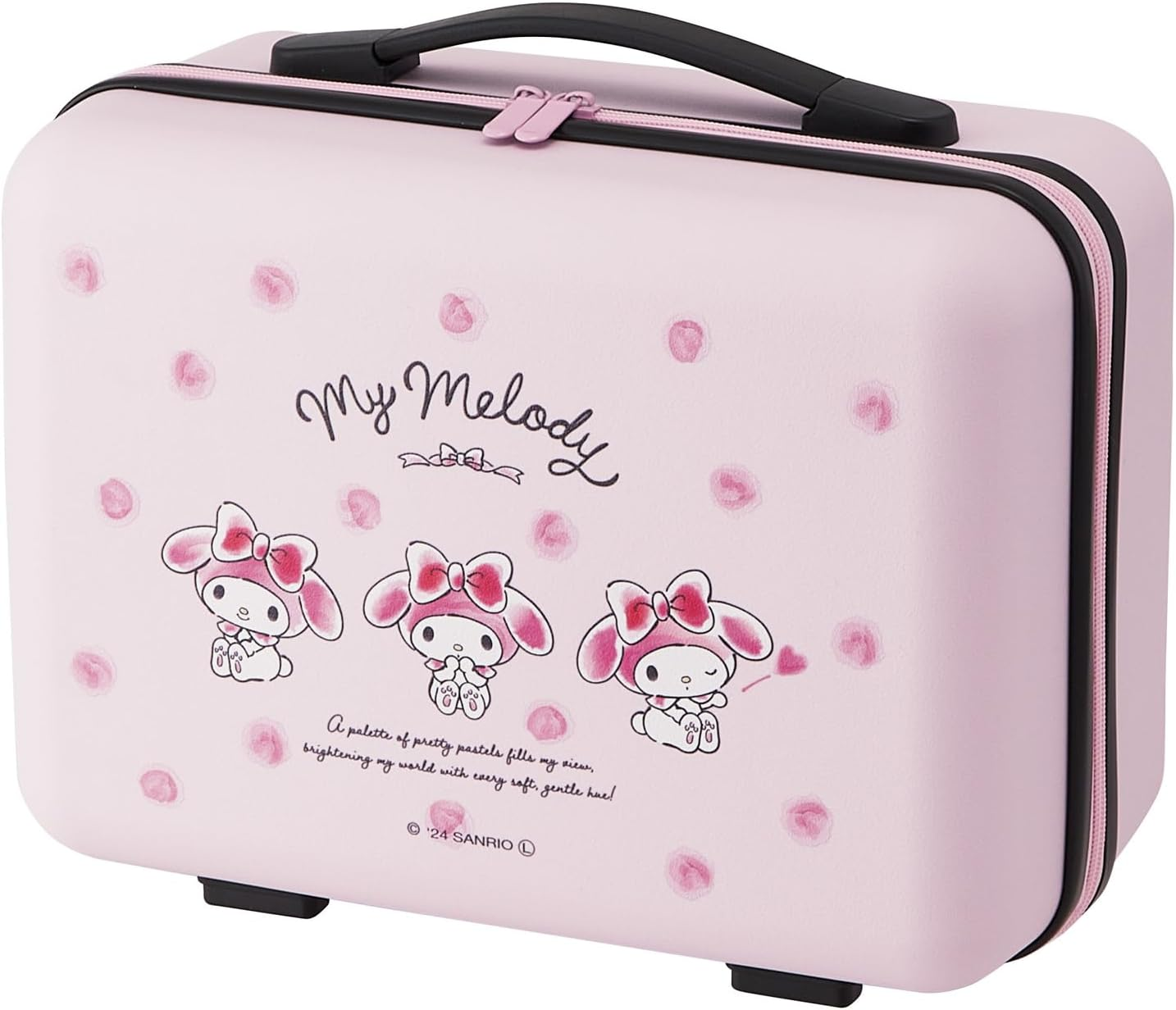 Skater TCOC15-A Hard Carry-On Case with Bottom Feet with Mesh Pockets, 3.5 Gal (15 L) Sanrio My Melody Watercolor Cosmetics image number 1