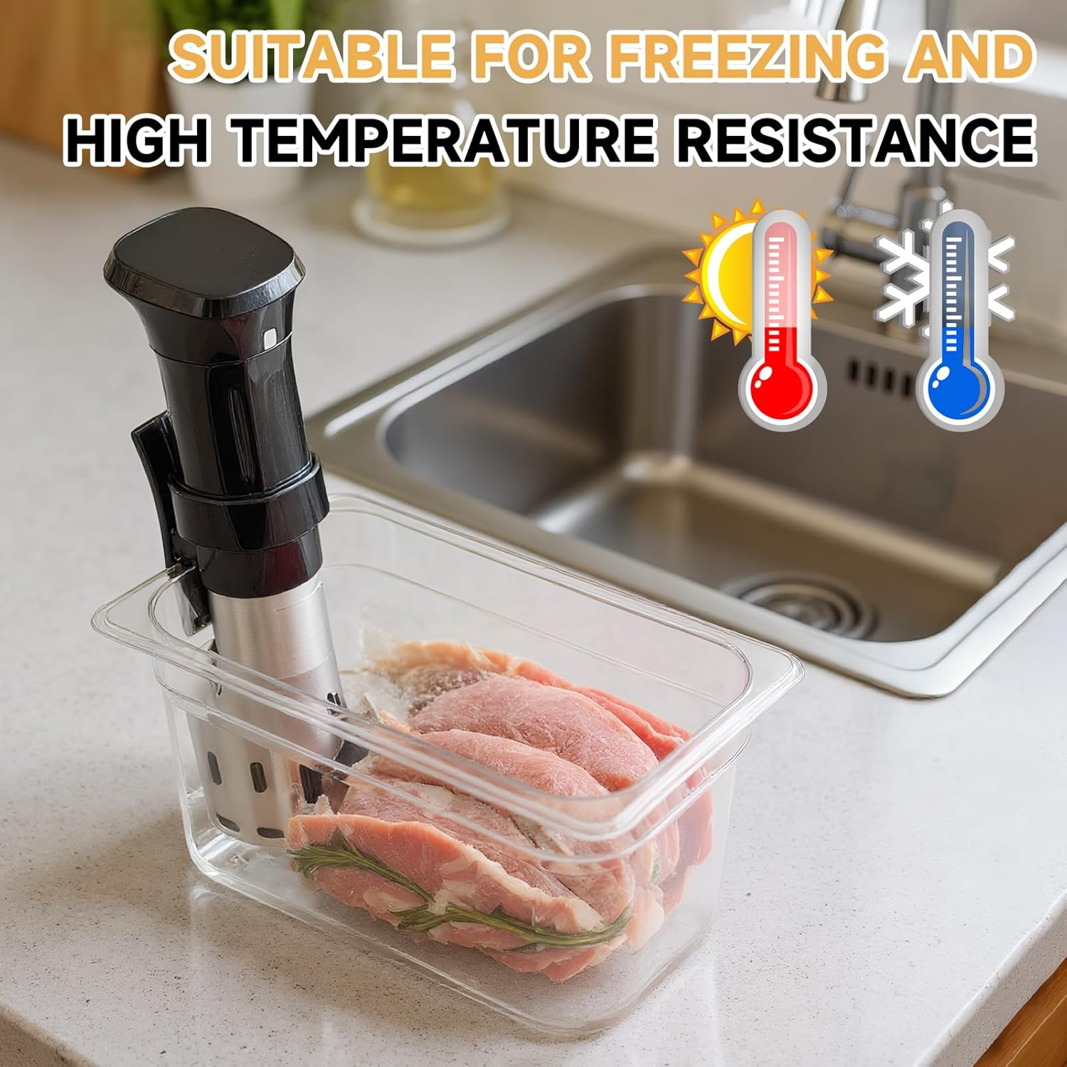 Sous Vide Container with Lid 6L, and Stainless-Steel Sous Vide Rack Compatible with Most Sous Vide Cookers (6L) (6L) image number 4