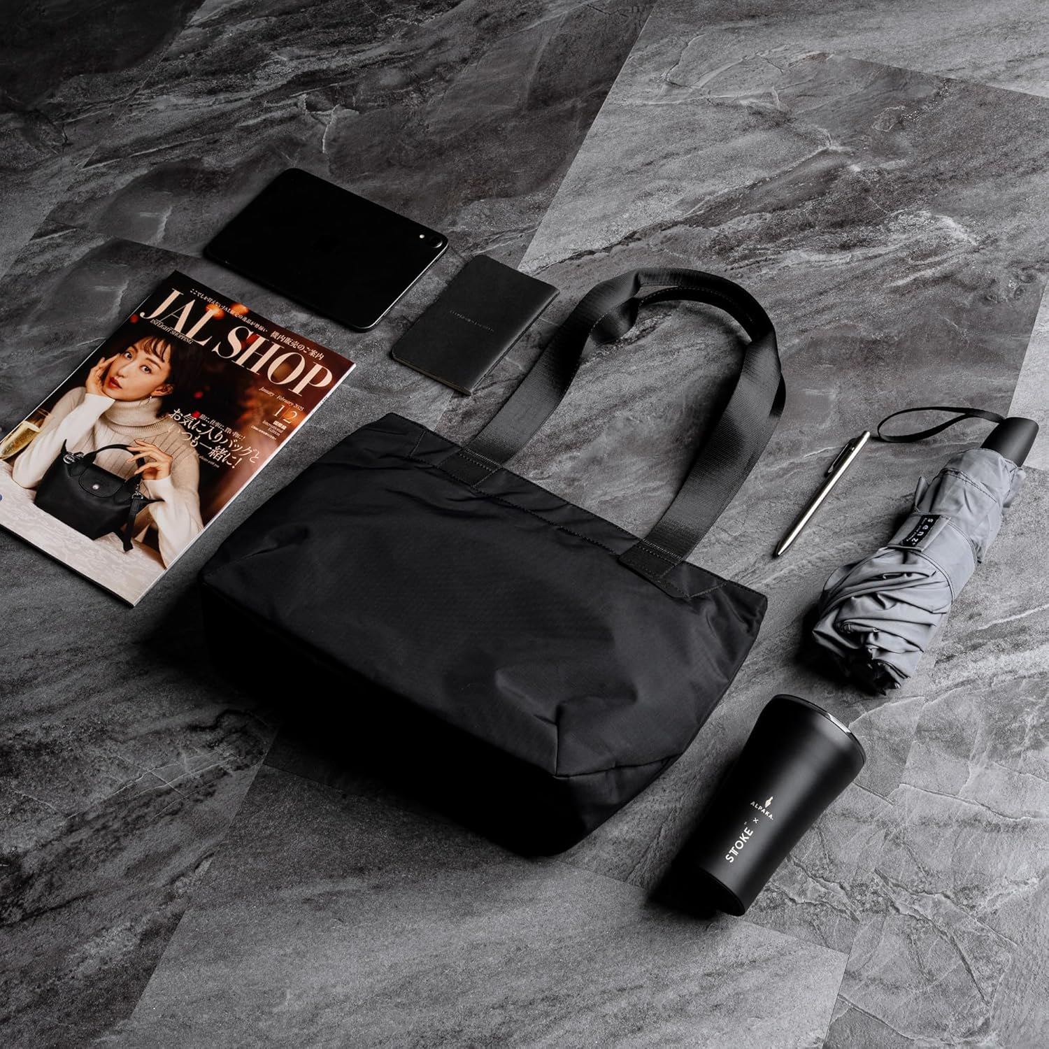 ALPAKA Elements Tote Bag 9L - Travel Totes with Lightweight, Foldable, Self-Standing, 8 Internal Pockets, Magnetic Suction (Black, S) image number 3