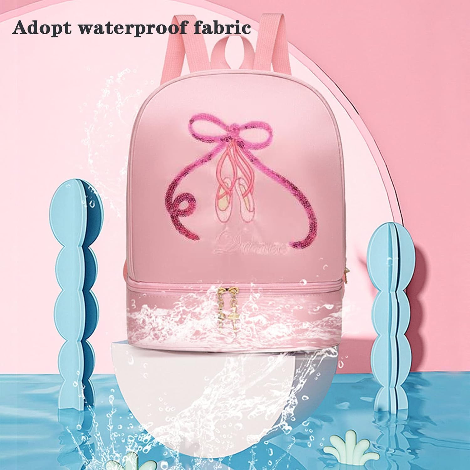 Ballet Dance Backpack with Separate Shoe Compartment,Little Girls Ballerina Bag Embroidery Dance Toddler Bag Storage Bag