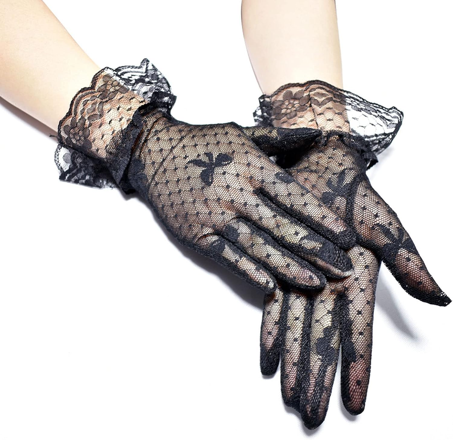 Lopsity Elegant Lace Gloves for Women - Short Summer Tea Gloves for Wedding, Party, Prom, Evening image number 5