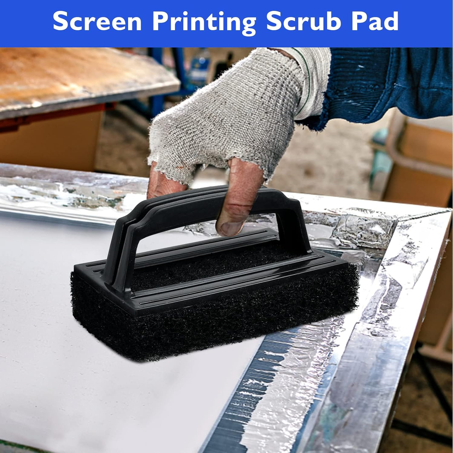 Aemygo Grill Cleaning Kit with Handle, 10 Pcs Heavy Duty Griddle Scrubber, Scouring Pads Brush Cast Iron Cleaner for Blackstone, Oven, Kitchen, Bathbub