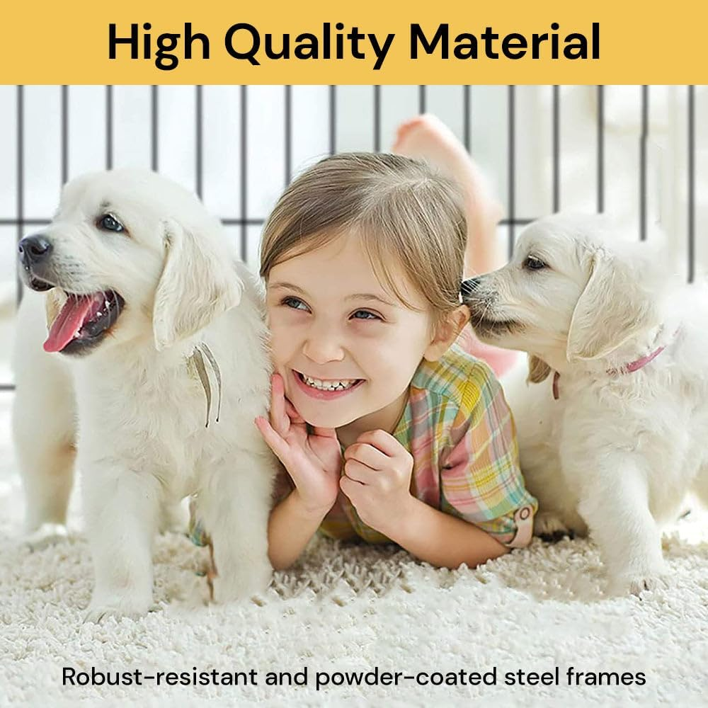 Spendeal 8-Panel Pet Playpen, Black Portable Animal Enclosure for Dogs, Cats, Rabbits, Indoor Outdoor Fence, Foldable Exercise Kennel, Secure Barrier for Puppies, Small Pets, Yard, Camping Use image number 2