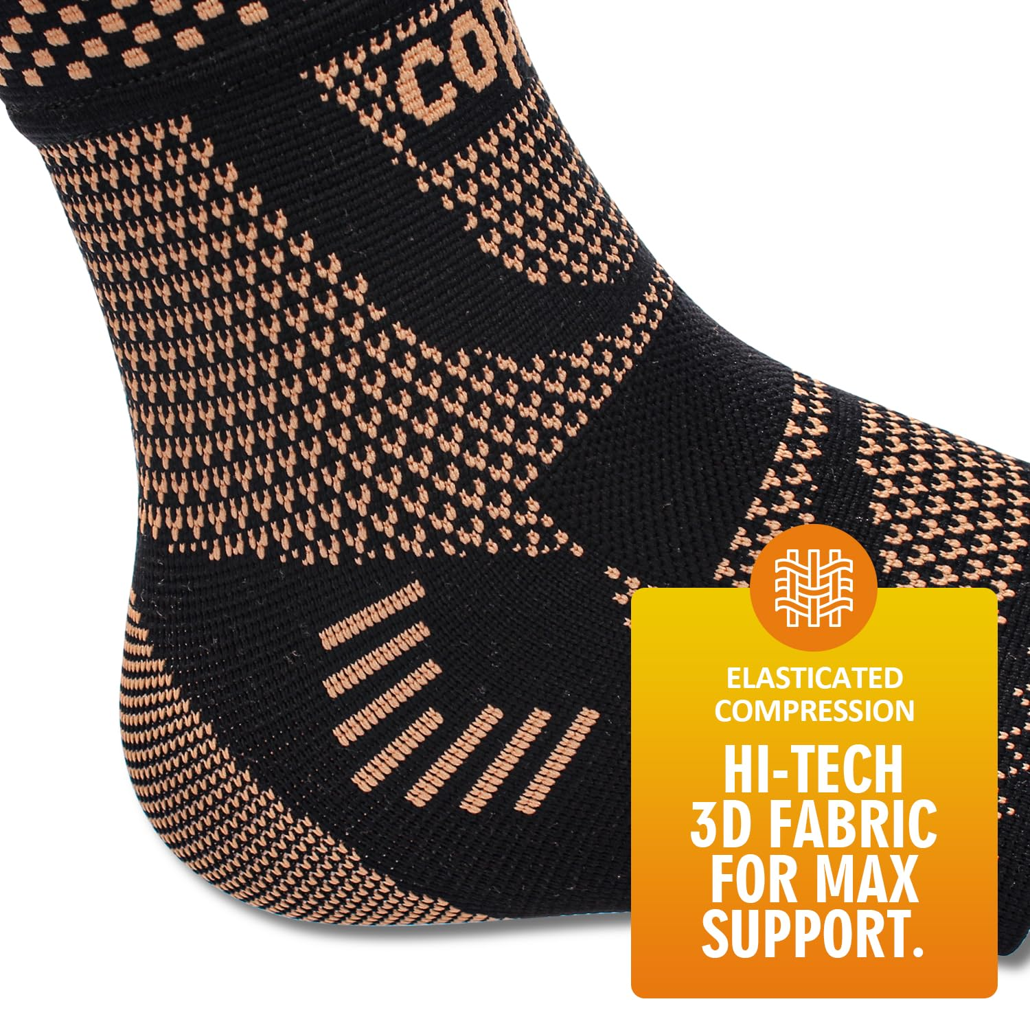 Copper Ankle Brace Plantar Fasciitis Socks,H HOME-MART Copper Infused Ankle Support Compression Sleeve for Men & Women, for Foot Pain Relief, Plantar Fasciitis, Sprained Ankle, Achilles Tendonitis,Recovery, Daytime or Night Use (Medium)
