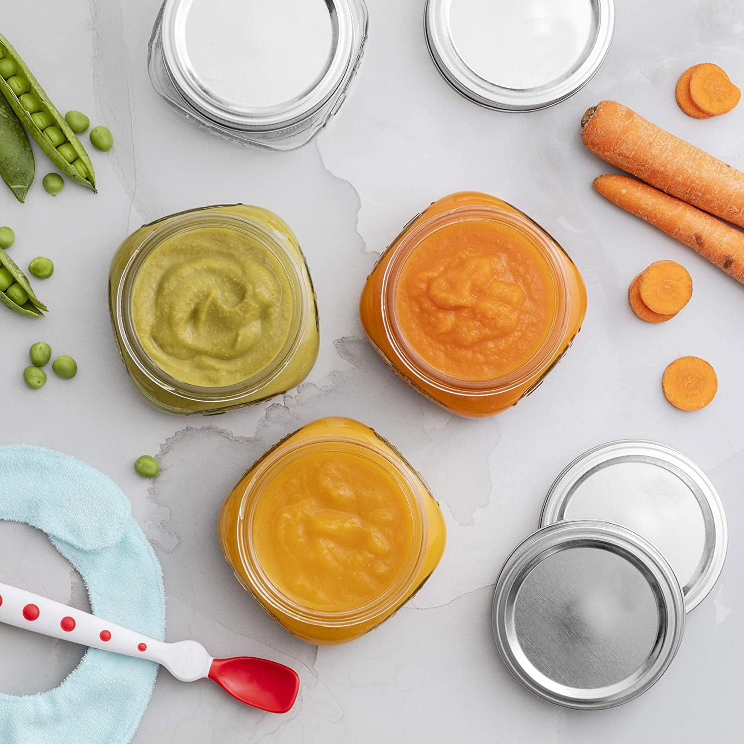 RROAD Mason Jars 8 Oz - 4 Pack Glass Canning Jars with Silver Airtight Lids and Band Small Mason Jars, Honey Canning, Jam Canning, Jelly Canning,With 1Pc Spoon image number 2