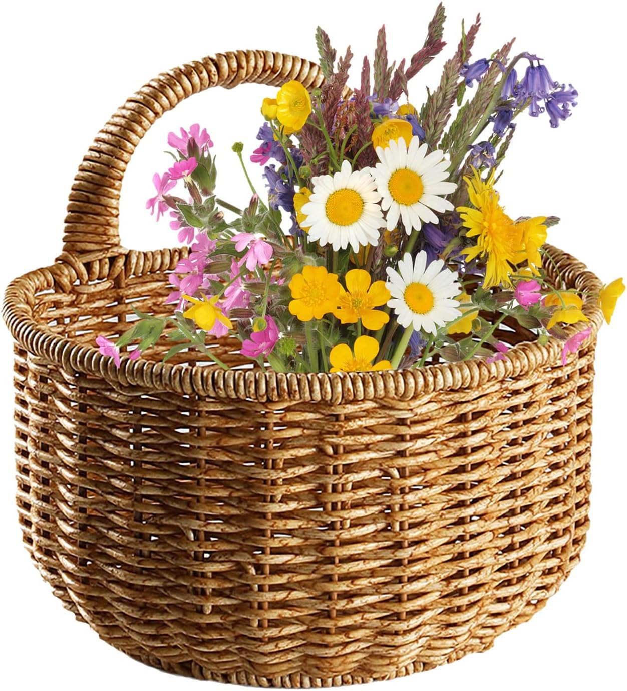 JMEDIC Wall Hangings Wicker Basket, Hanging Small Woven Storage Basket with Handle, Shelf Basket Organizer for Flower Plants image number 5