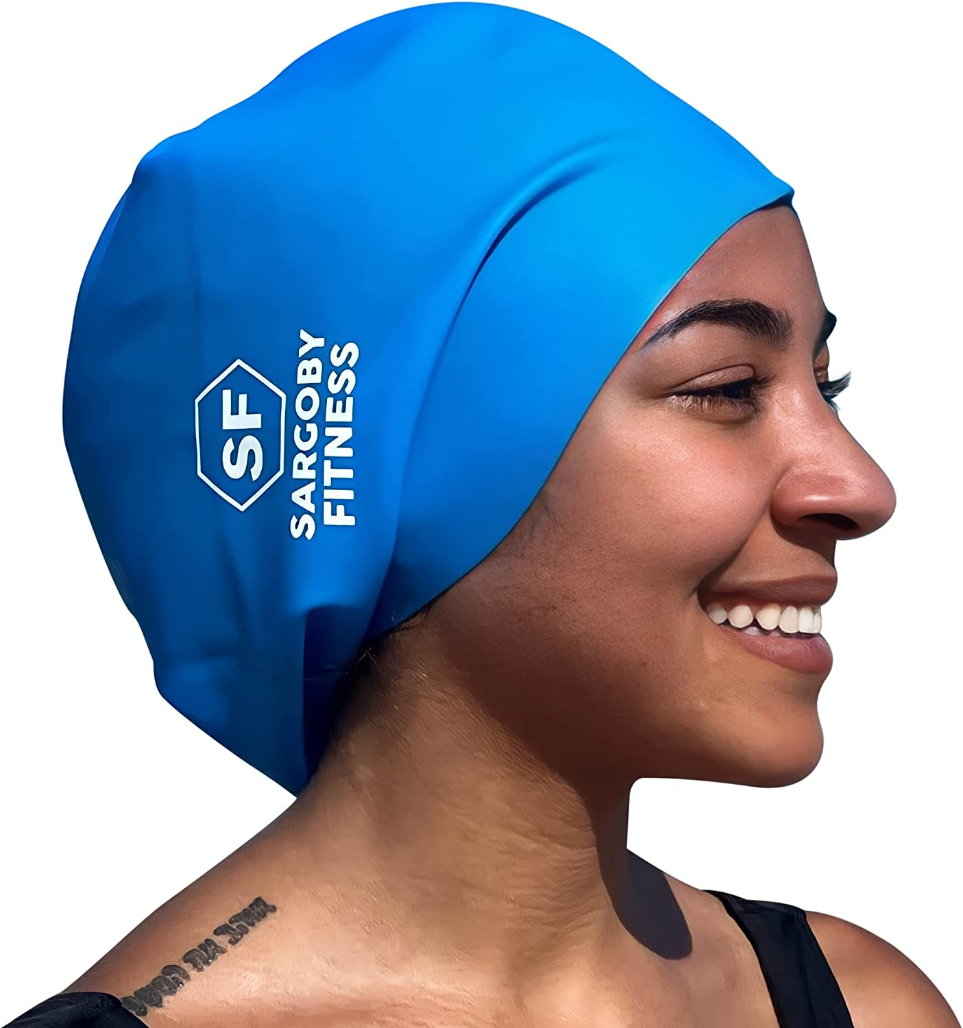 Sargoby Fitness Dreadlock Swimming Cap Designed for Voluminous and Bulky Hairstyles Such as Dreadlocks Braids Afro Dreads This Extra Large Swimming Cap Can Be Used as a Shower Cap