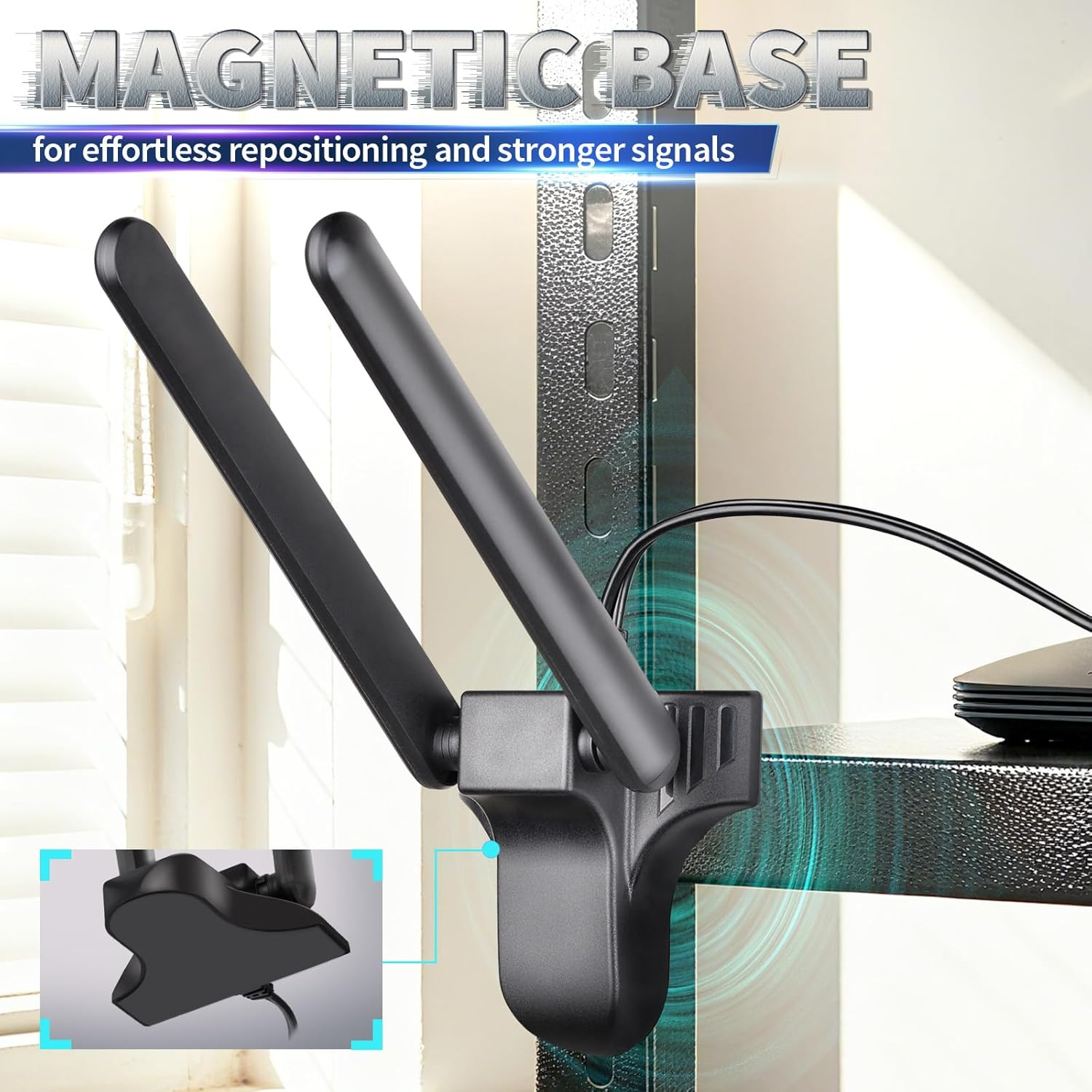 Bingfu Wifi 6E Antenna with Magnetic Base, 3Dbi Gain Tri-Band 2.4/5.8/6Ghz RP-SMA Antenna with 2M Cable for Wi-Fi Router, Pcie Wireless Network Card, USB Adapters, Desktop PC image number 1