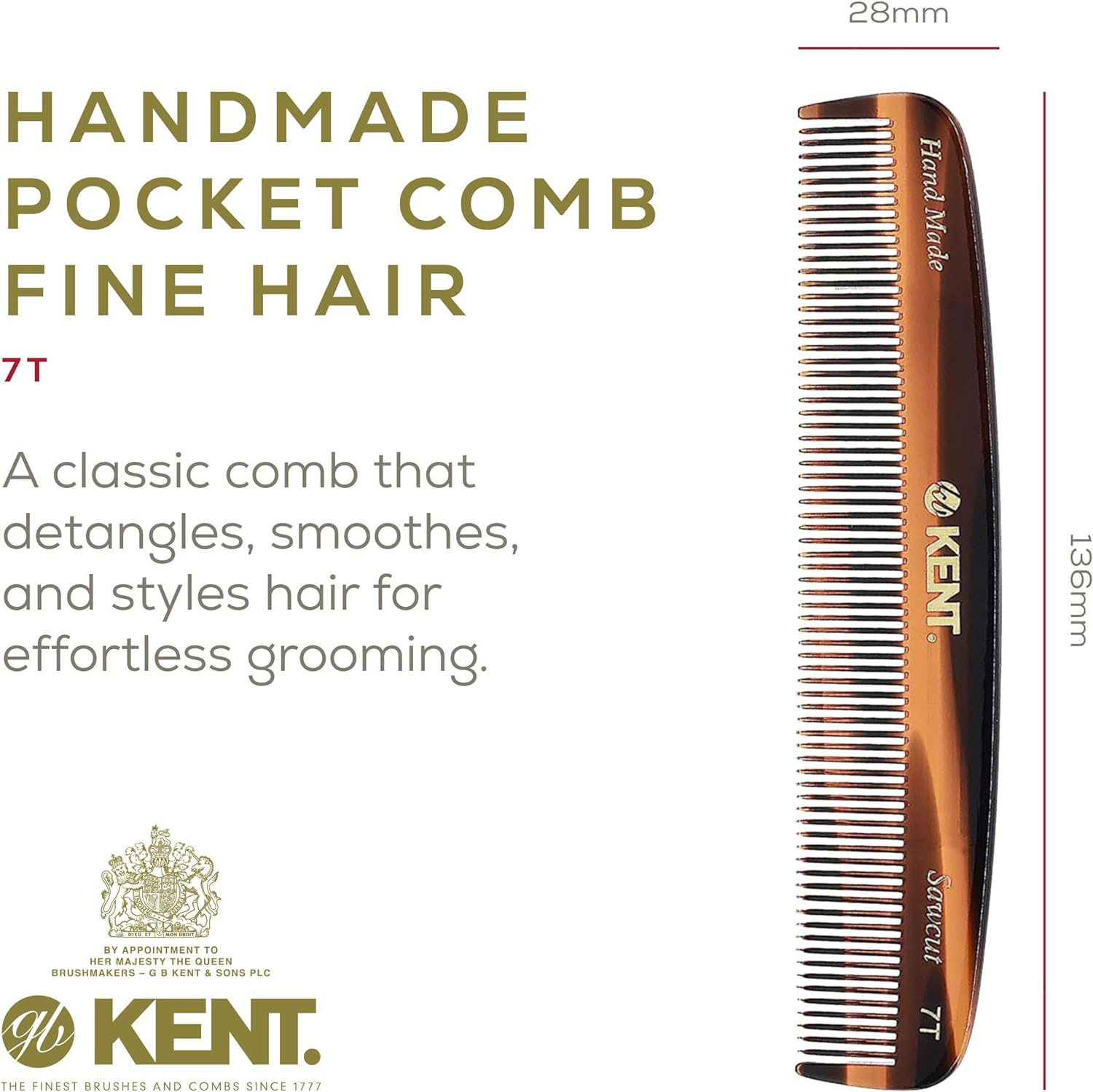 Kent Pocket Hair Comb, 136 Mm Length image number 4