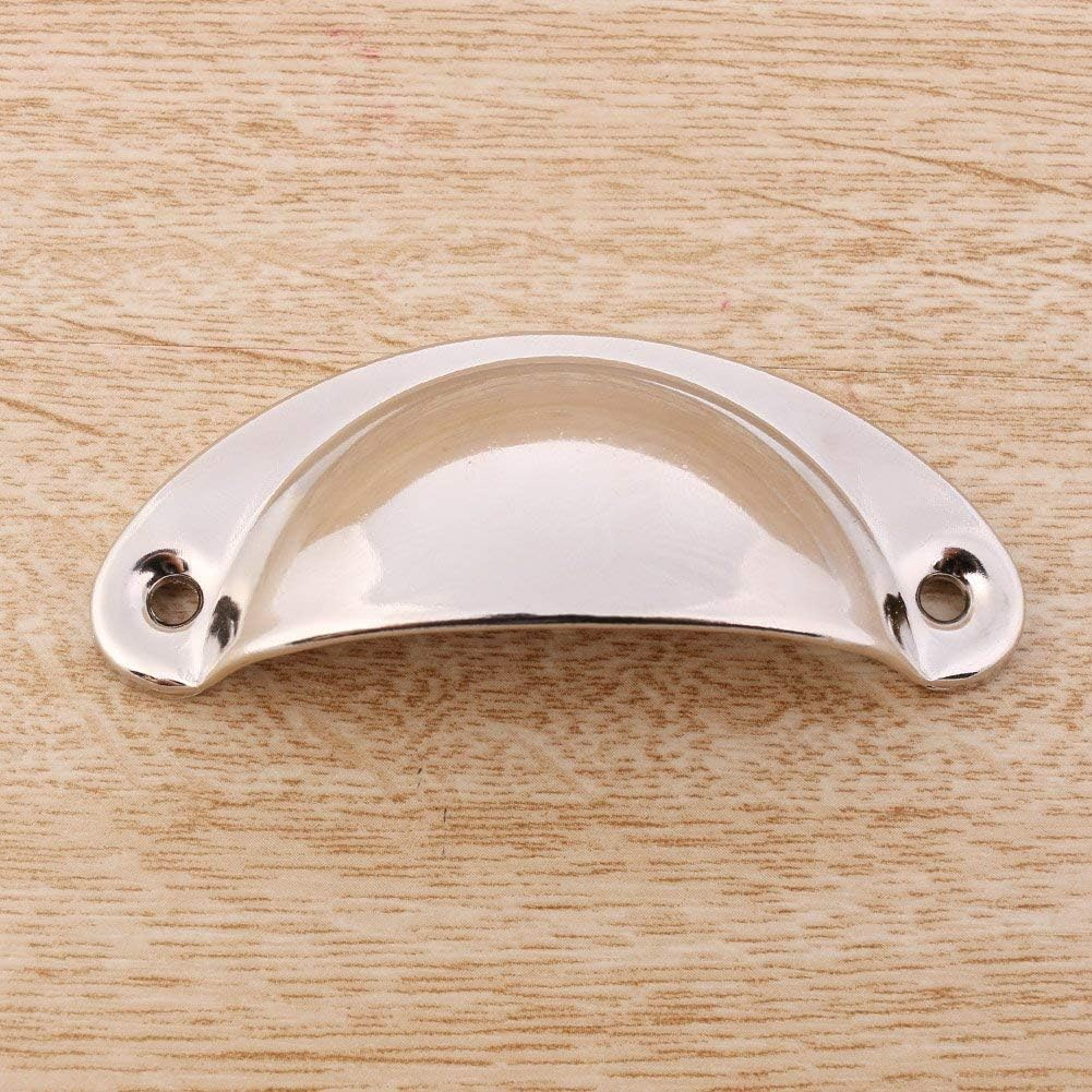 12Pcs Shell Cup Handles Chrome Iron Half Moon Vintage Cupboard Door Drawer Cabinet Cupped Handles Pull Knobs 8.1Cmx3.2Cm with Screws (Silver) image number 2