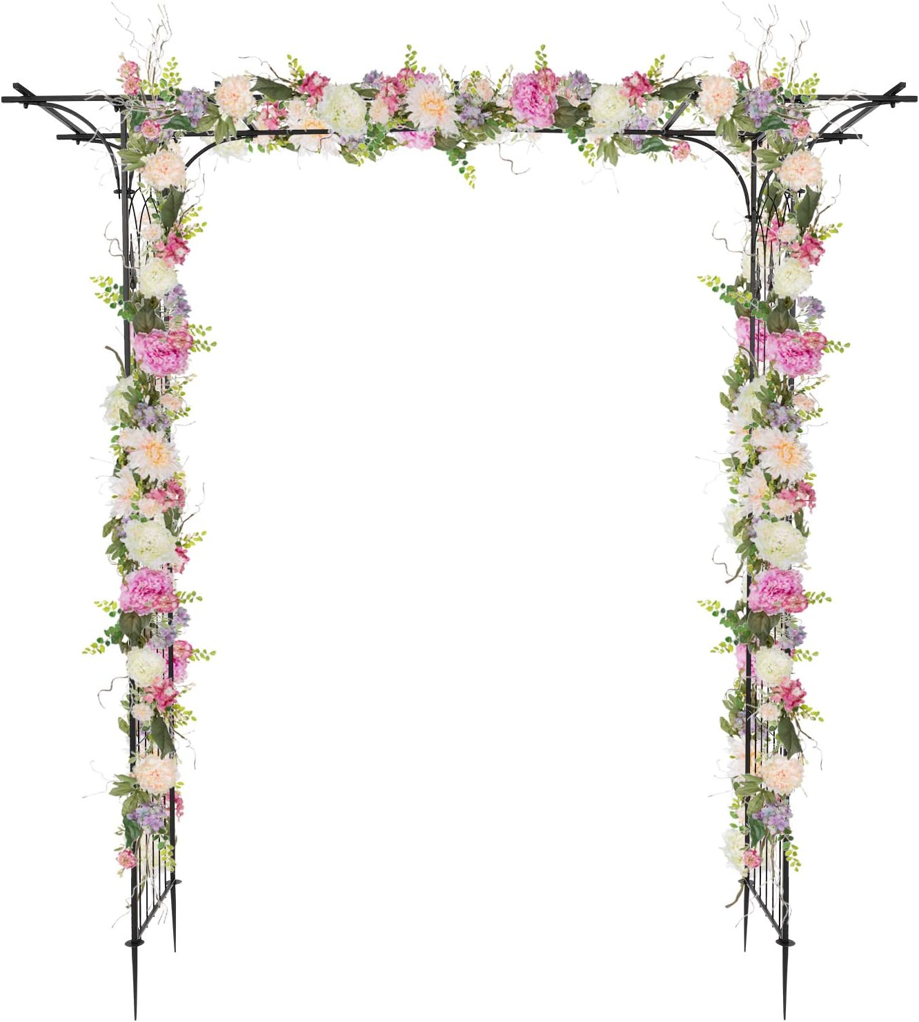 VINGLI Garden Arbor, Arch Archway for Wedding Ceremony Party, Steel Garden Trellis for Plant Climbing, Christmas Decorations Pergola for Backyard, Lawn (Black) image number 2