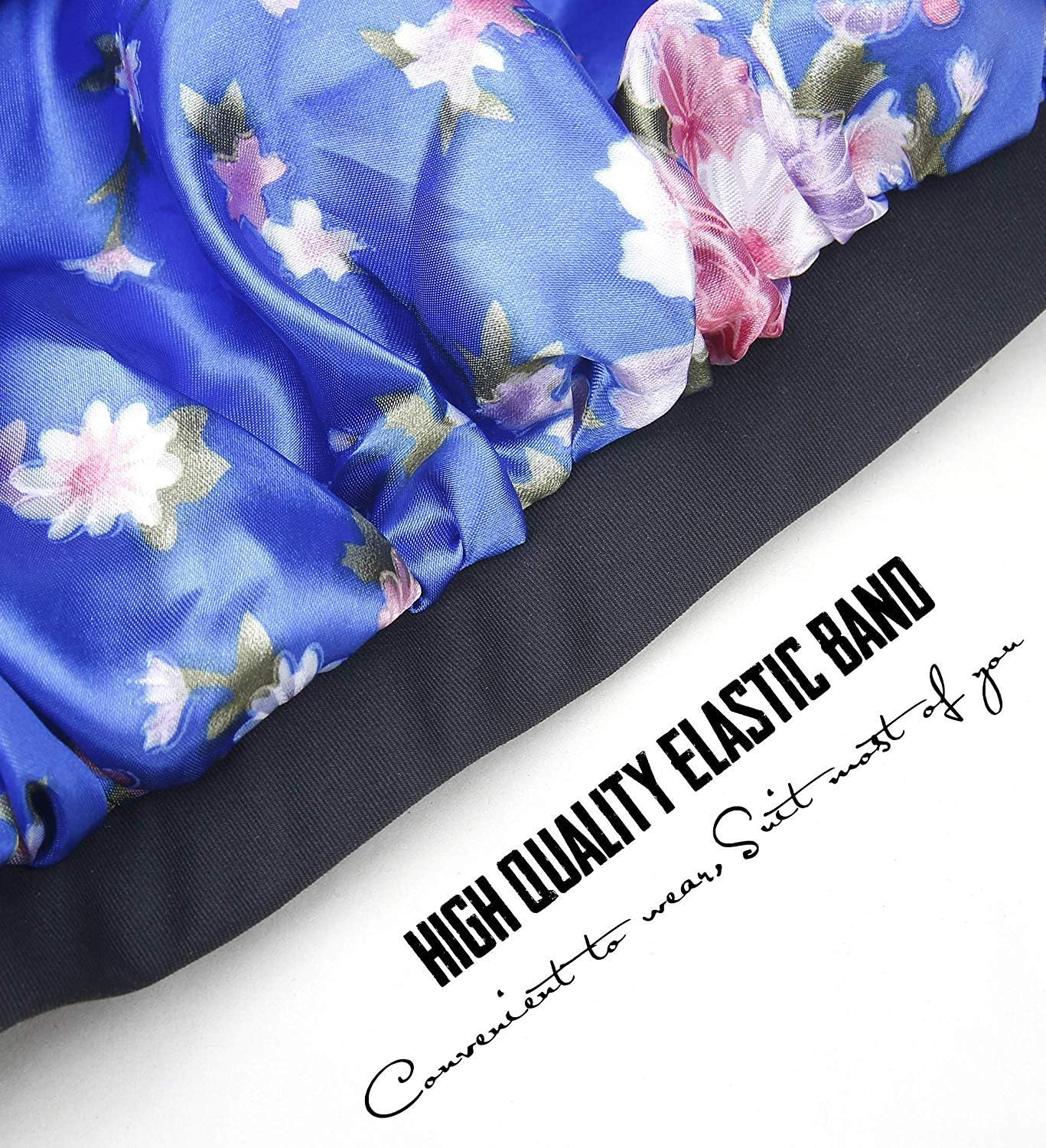 Onwon 3 Pieces Satin Bonnets Night Sleep Caps Wide Band Salon Cap Soft Satin Sleeping Bonnet Silk Night Sleep Hat Hair Loss Cap Sleeping Head Cover for Women Girls Sleeping