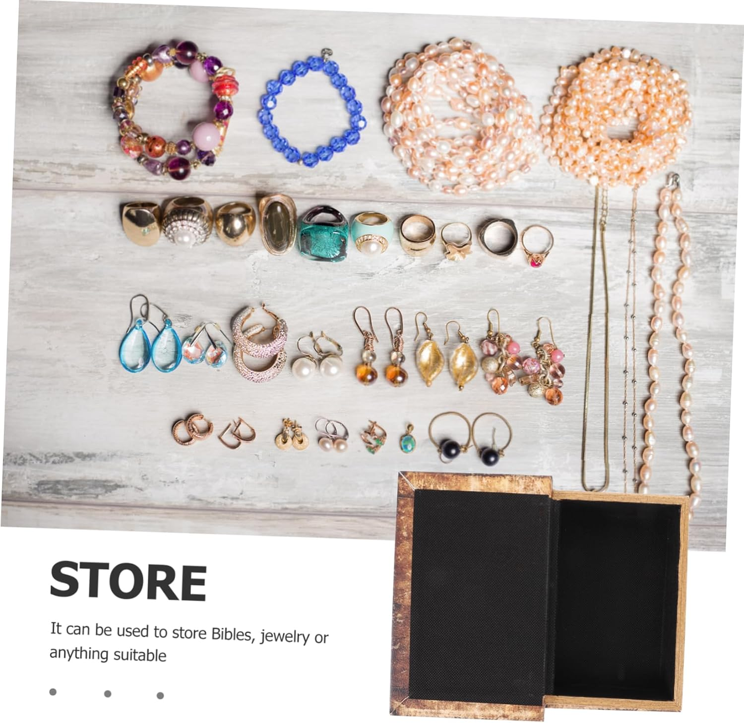 Vintage Book Shaped Box for Bible Storage Fake Book Box Compartments for Key Hiding and Decorative Use image number 4